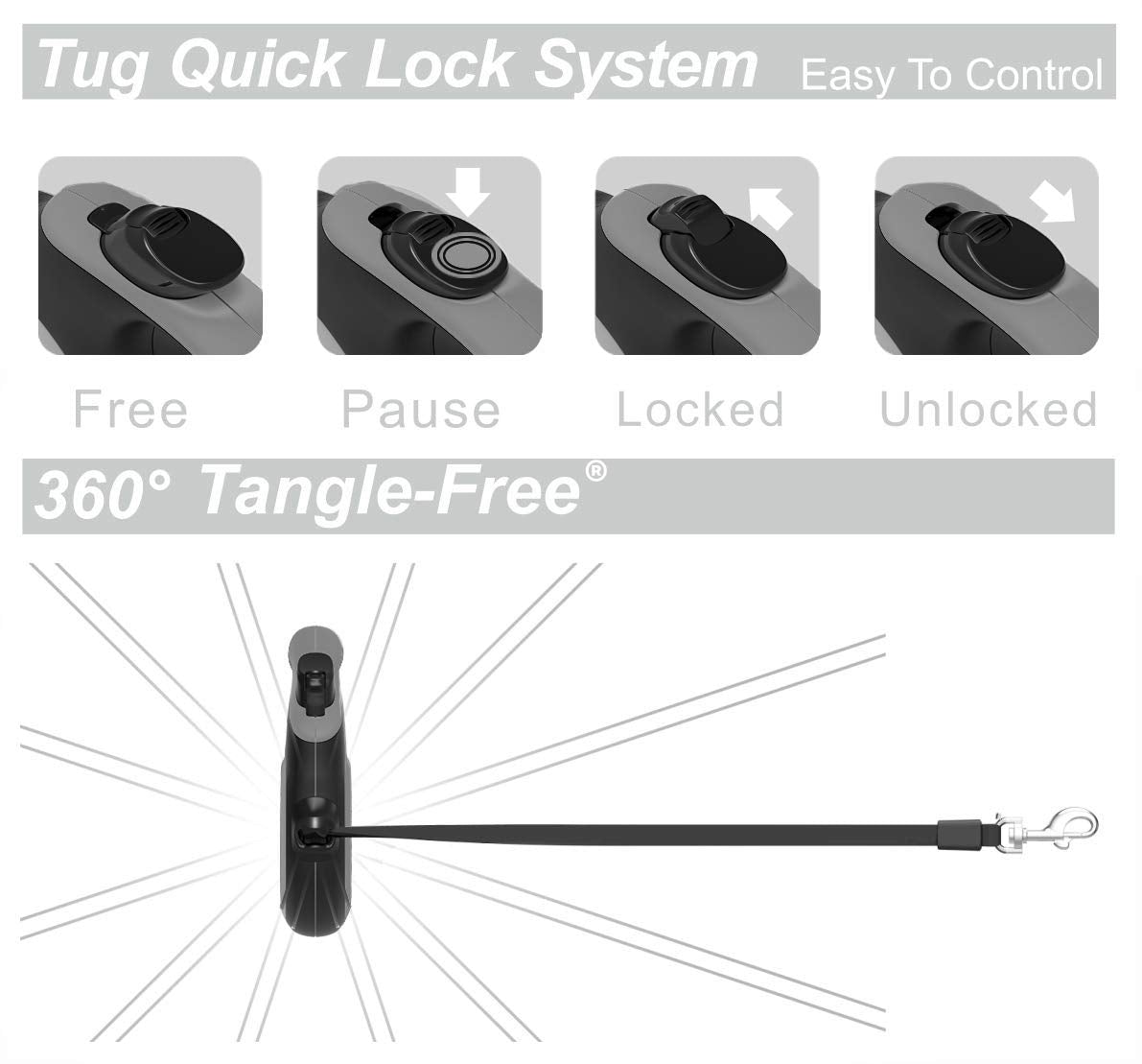 TUG one-handed brake and lock for quick control on outings.