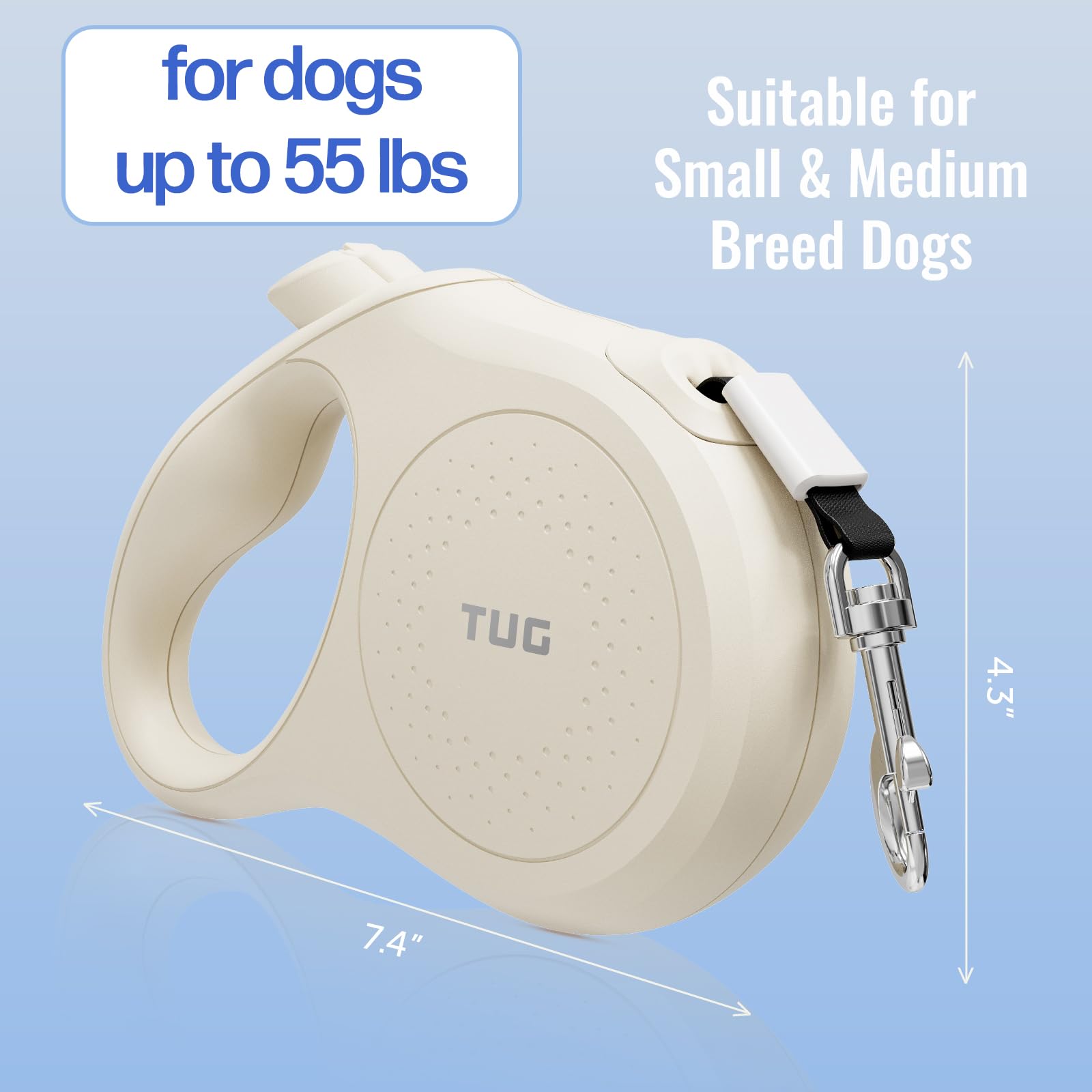 TUG Quest 16ft tape leash extends reach for safe exploration.