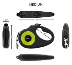 TUG 16 ft tape leash shown with quick lock feature for instant control.