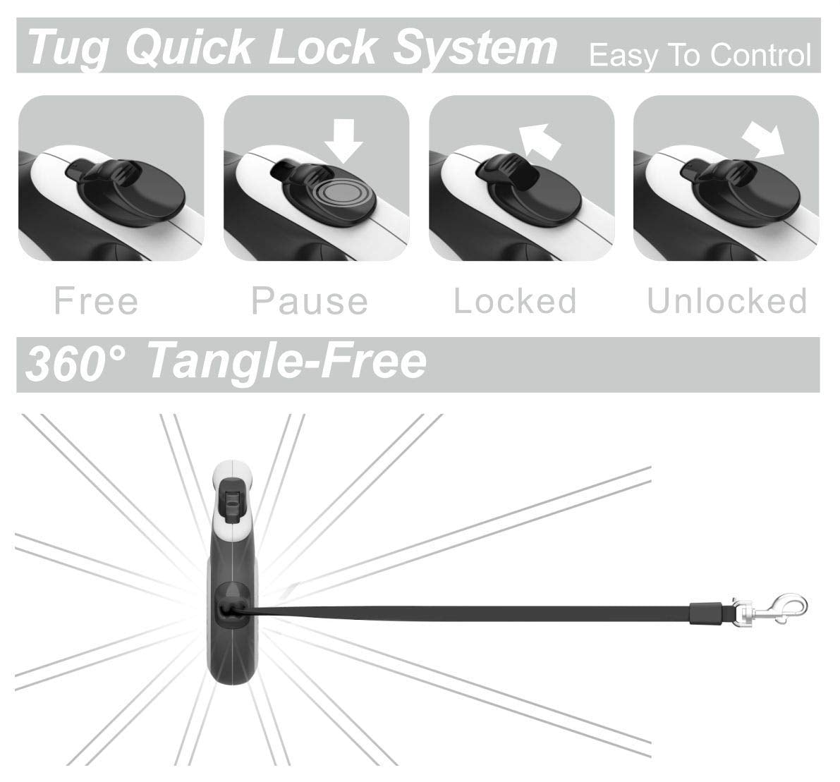 TUG Tiny lightweight leash is pocket-friendly for on-the-go use.