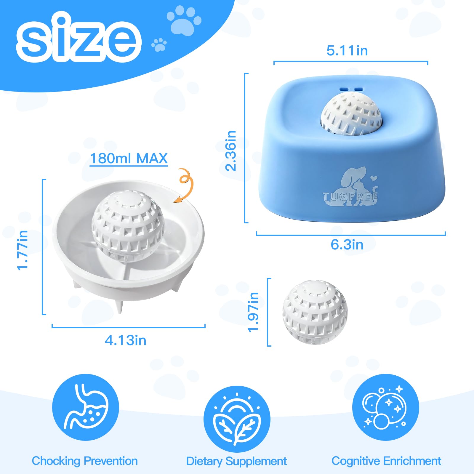 TUGFREE yogurt treat setup highlighting safe materials and hydration