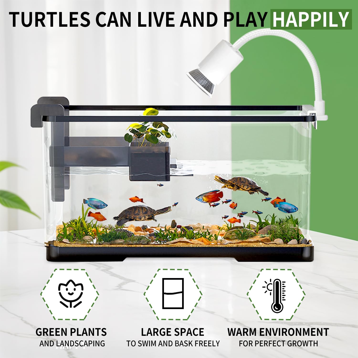 Tuhaoking turtle tank kit filter ensures clean water for healthy habitats.