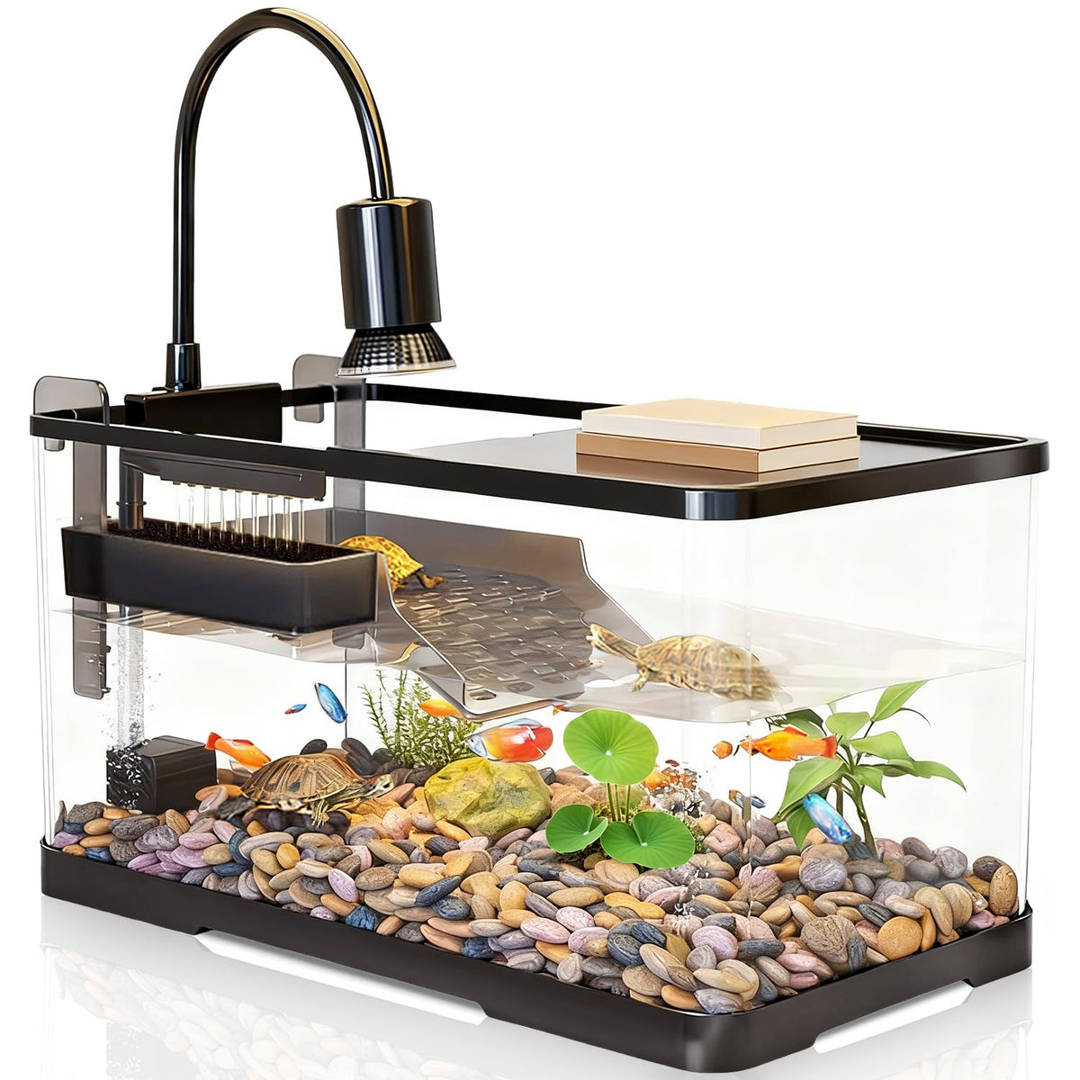 tuhaoking turtle tank kit front view highlights compact setup for small habitats.