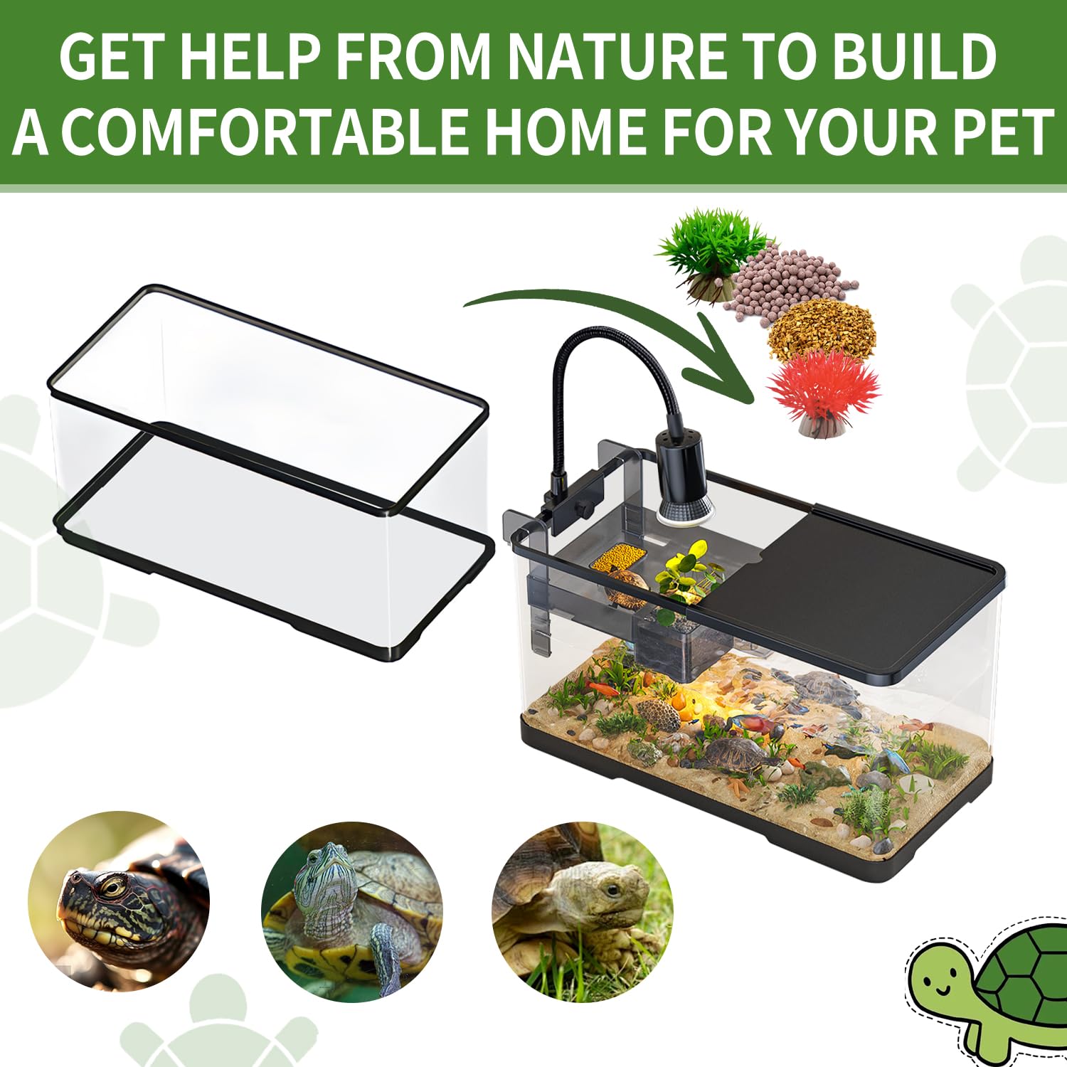 Tuhaoking Turtle Tank Kit full assembly ready-to-use starter setup.
