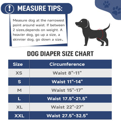 Tuiskusa dog diapers sizes layout showing multiple sizes for precise fit.