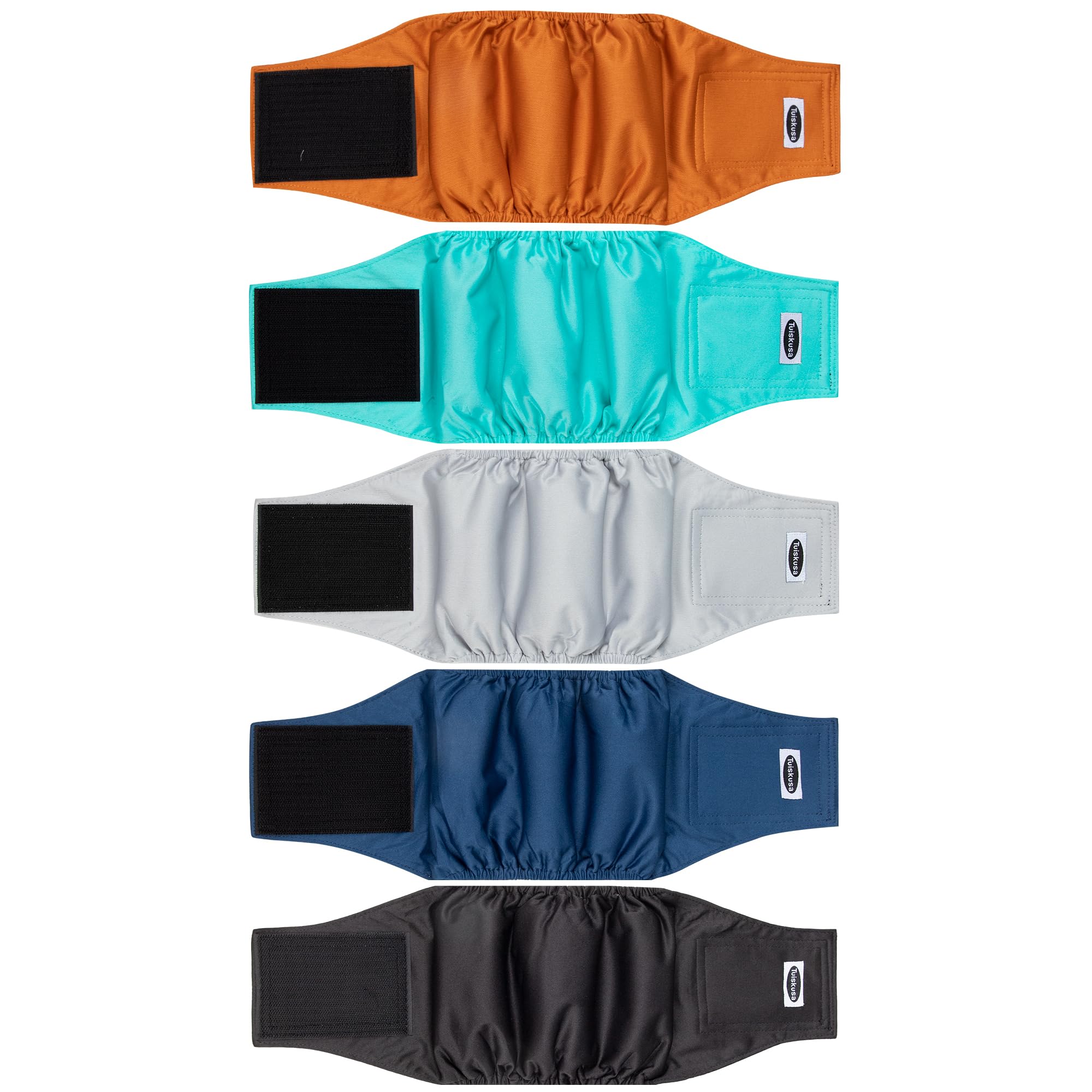 Tuiskusa male dog diapers pack front view, a convenient five-pack for quick setup and mess control.
