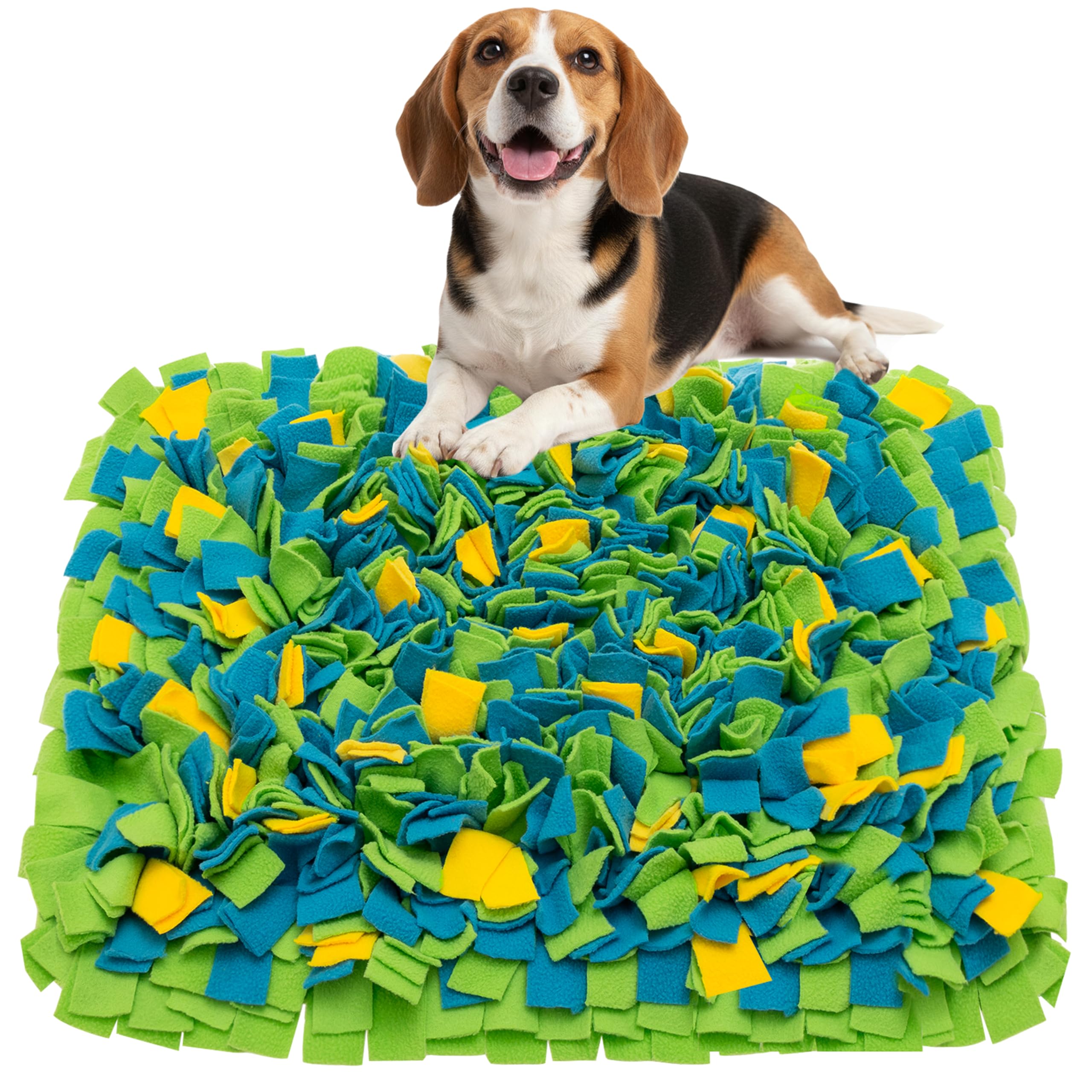 TUKOAW Snuffle Mat with colorful fabric strips for scent training and slow feeding.