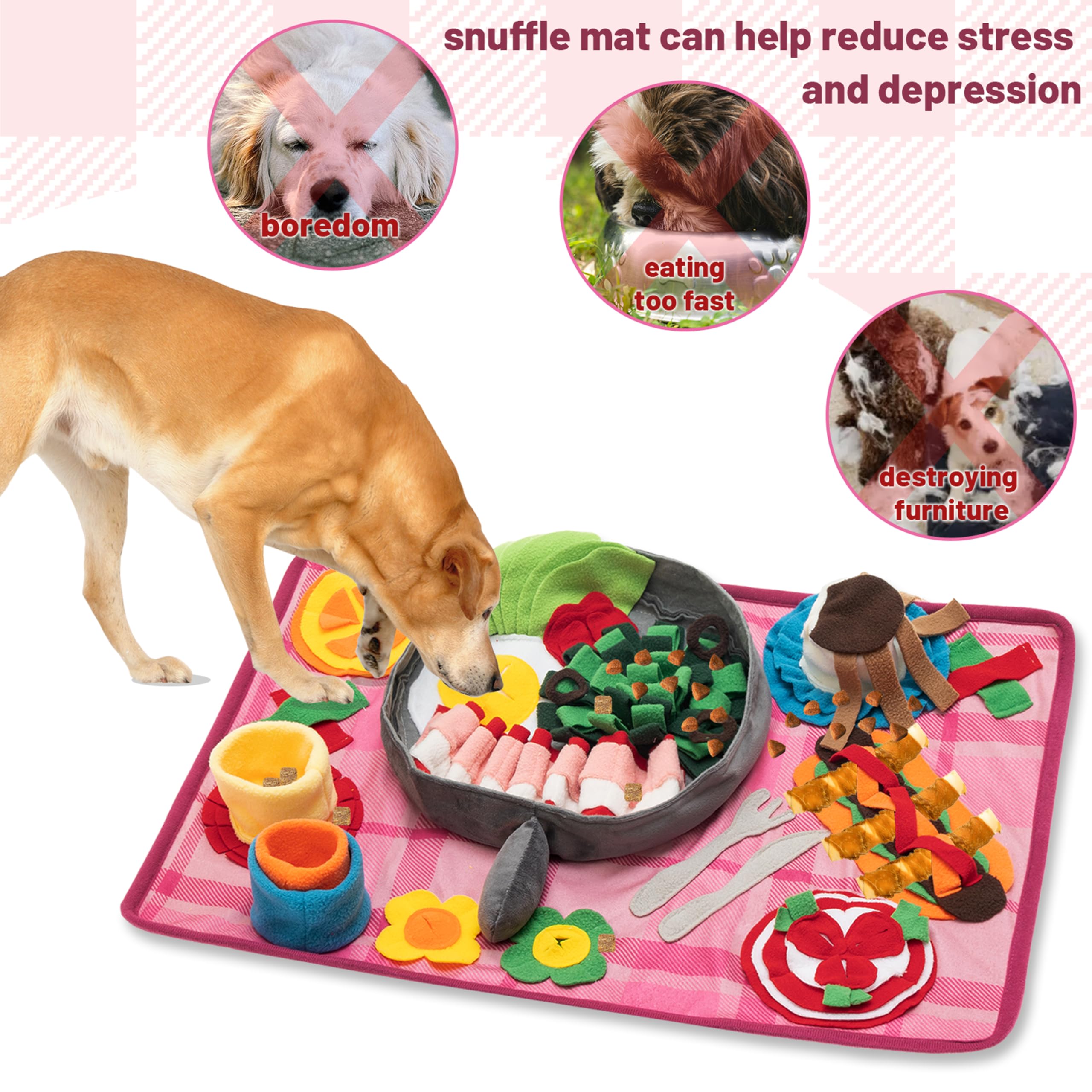 TUKOAW snuffle mat features a non-slip base for stable foraging sessions
