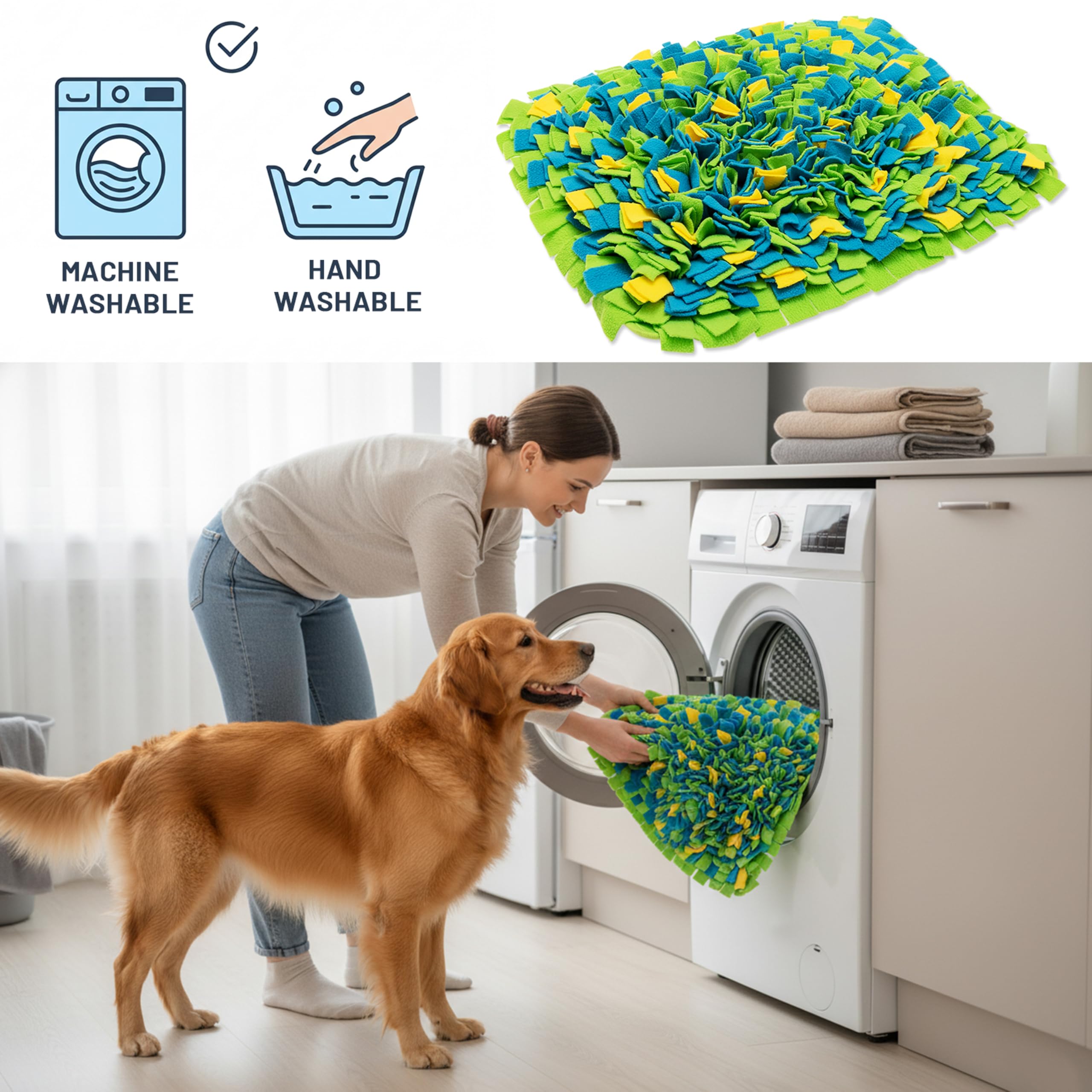 TUKOAW Snuffle Mat machine washable for easy cleanup after adventures.