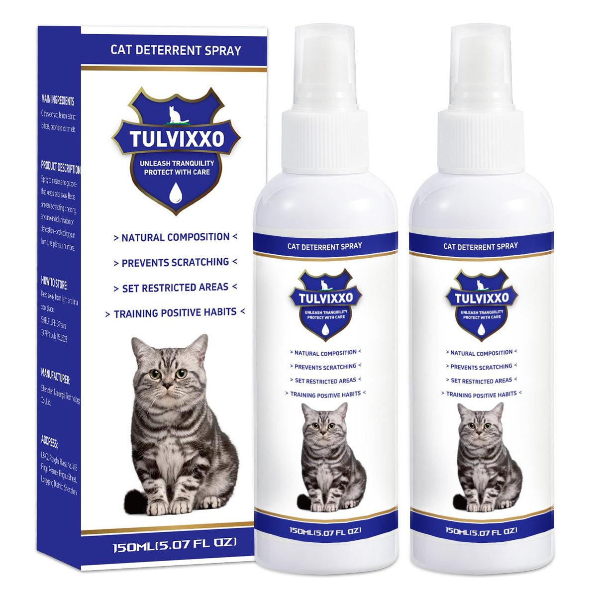 Tulvixxo bitter formula cat deterrent bottle protects furniture from claws.