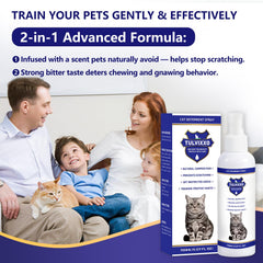 Tulvixxo indoor spray for sofas and rugs deters cat scratching.