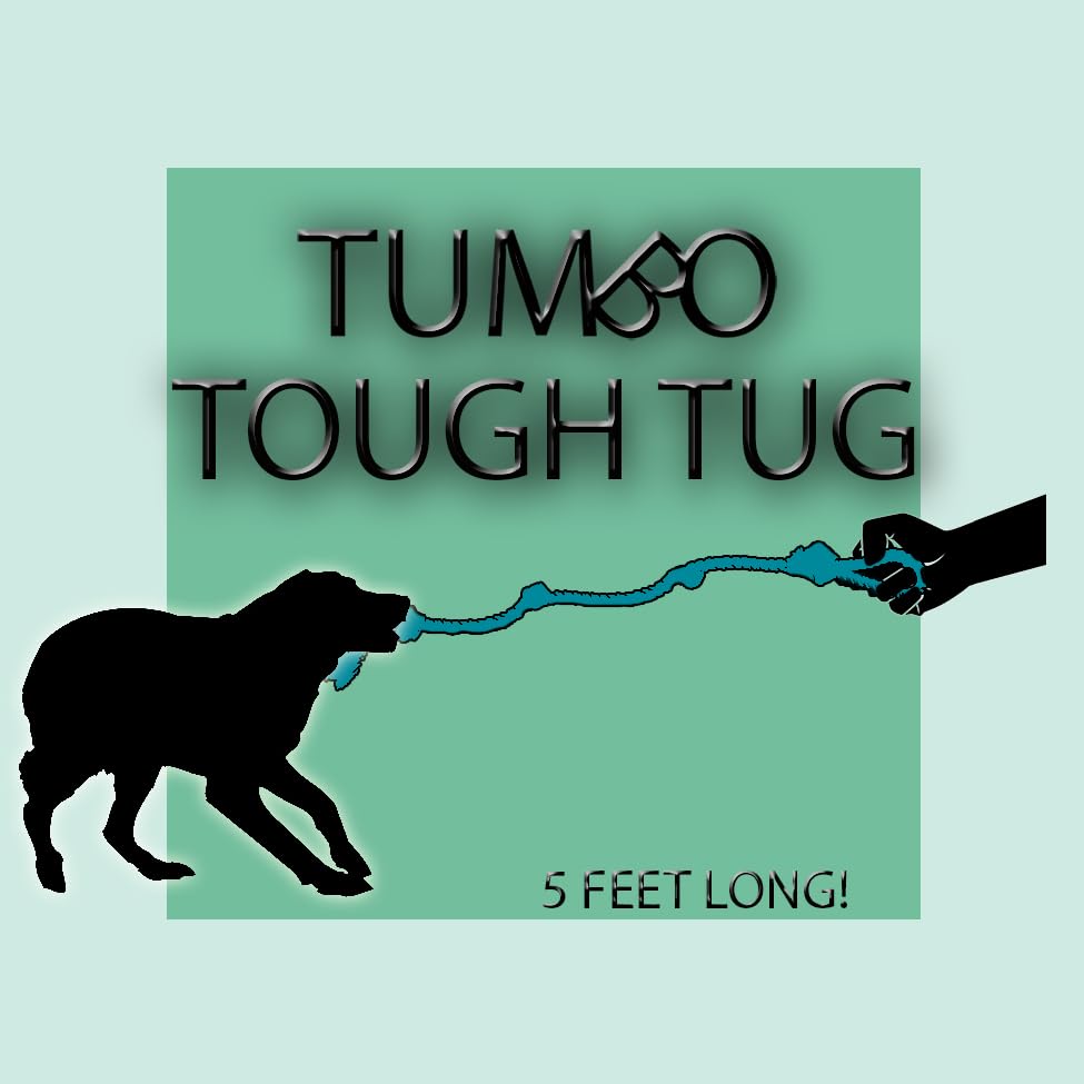 Tumbo Tough Tug Rope Dog Toy Bahama Blue color adds visibility during play.