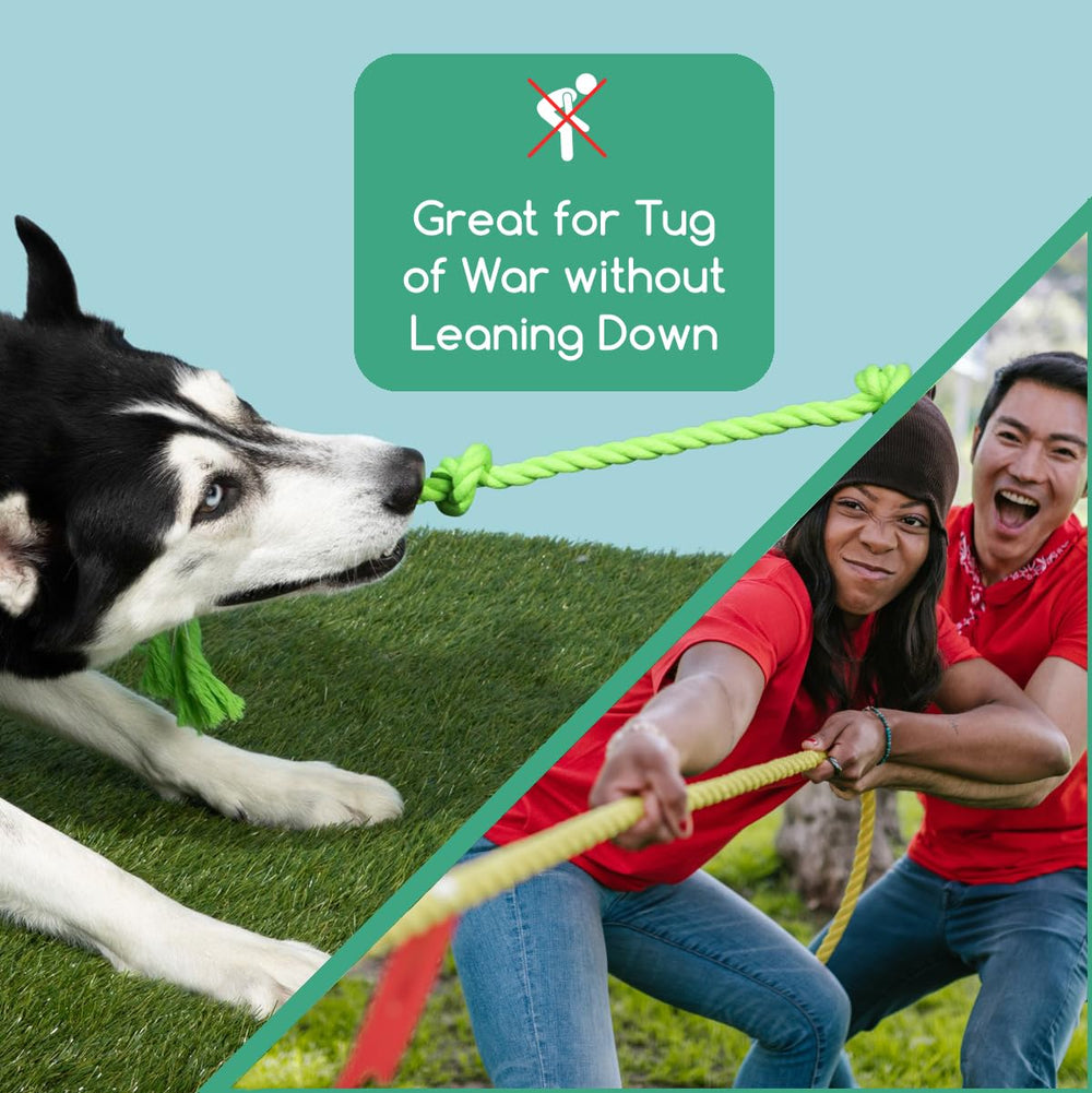 Five knots on Tumbo Tough Tug Rope Dog Toy provide multiple grip points.