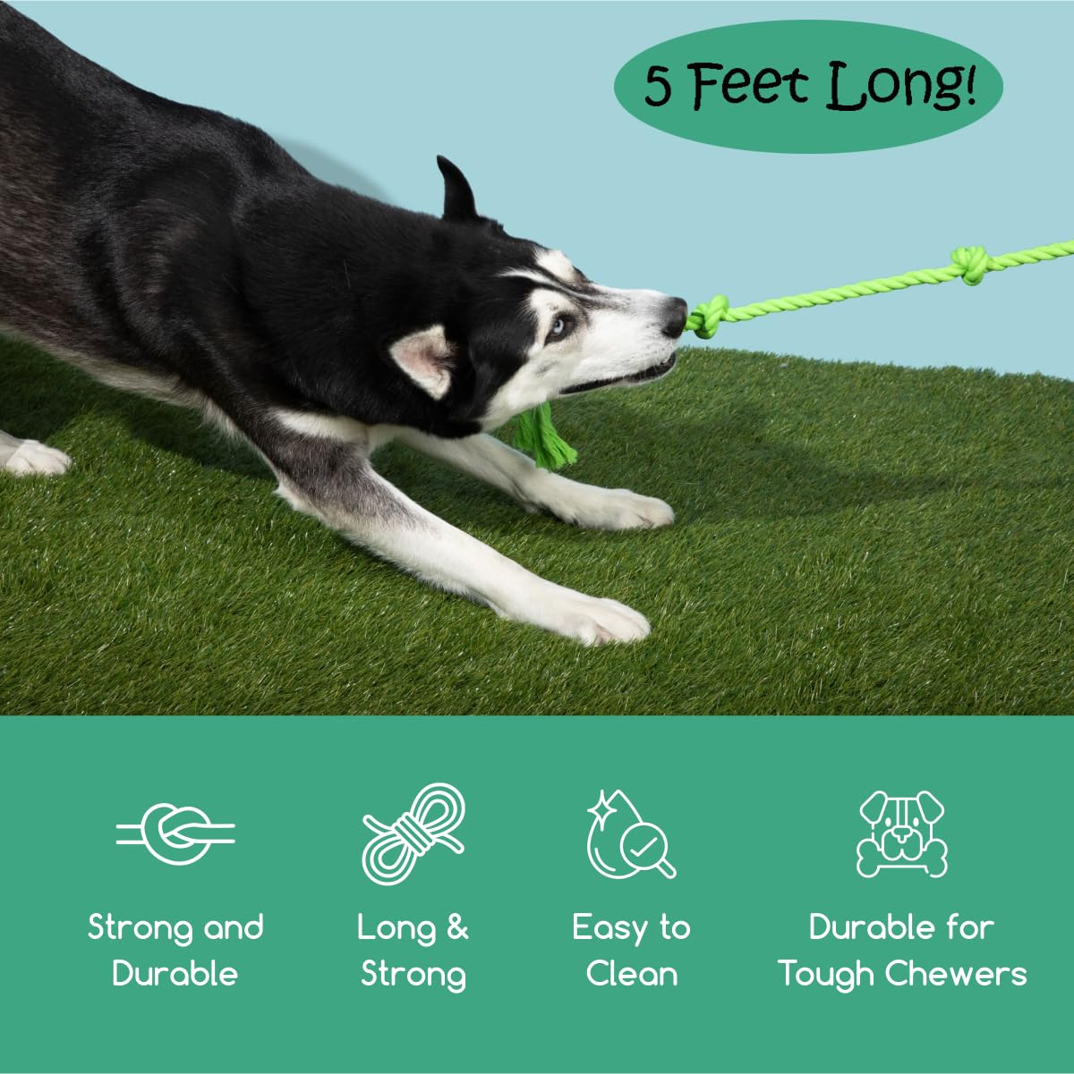 Tumbo Tough Tug Rope Dog Toy in pink for high visibility during playtime.