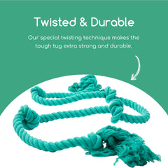 Tumbo Tough Tug Rope Dog Toy shows knotted grip for secure tug sessions.