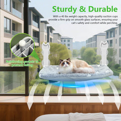 Turbosus breathable cordless window bed keeps feline lounging airy by window