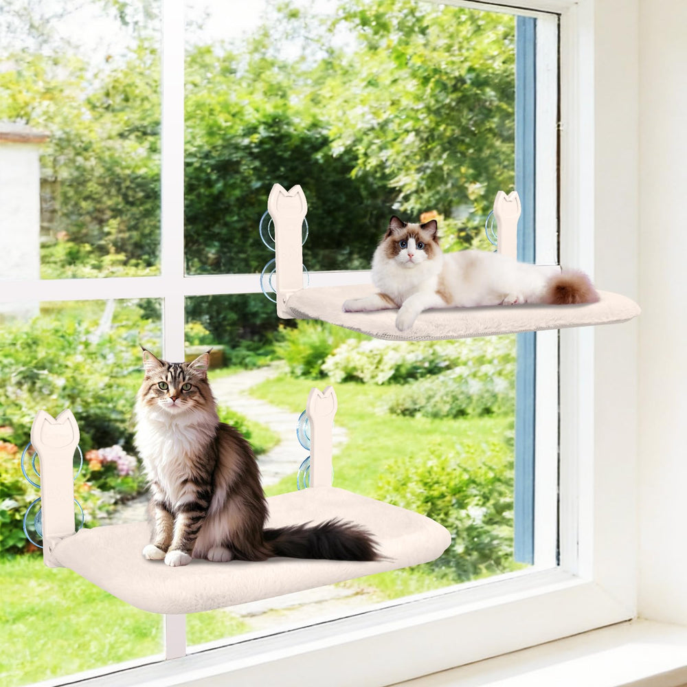 Turbosus cat window hammock setup with strong suction cups for secure lounging.