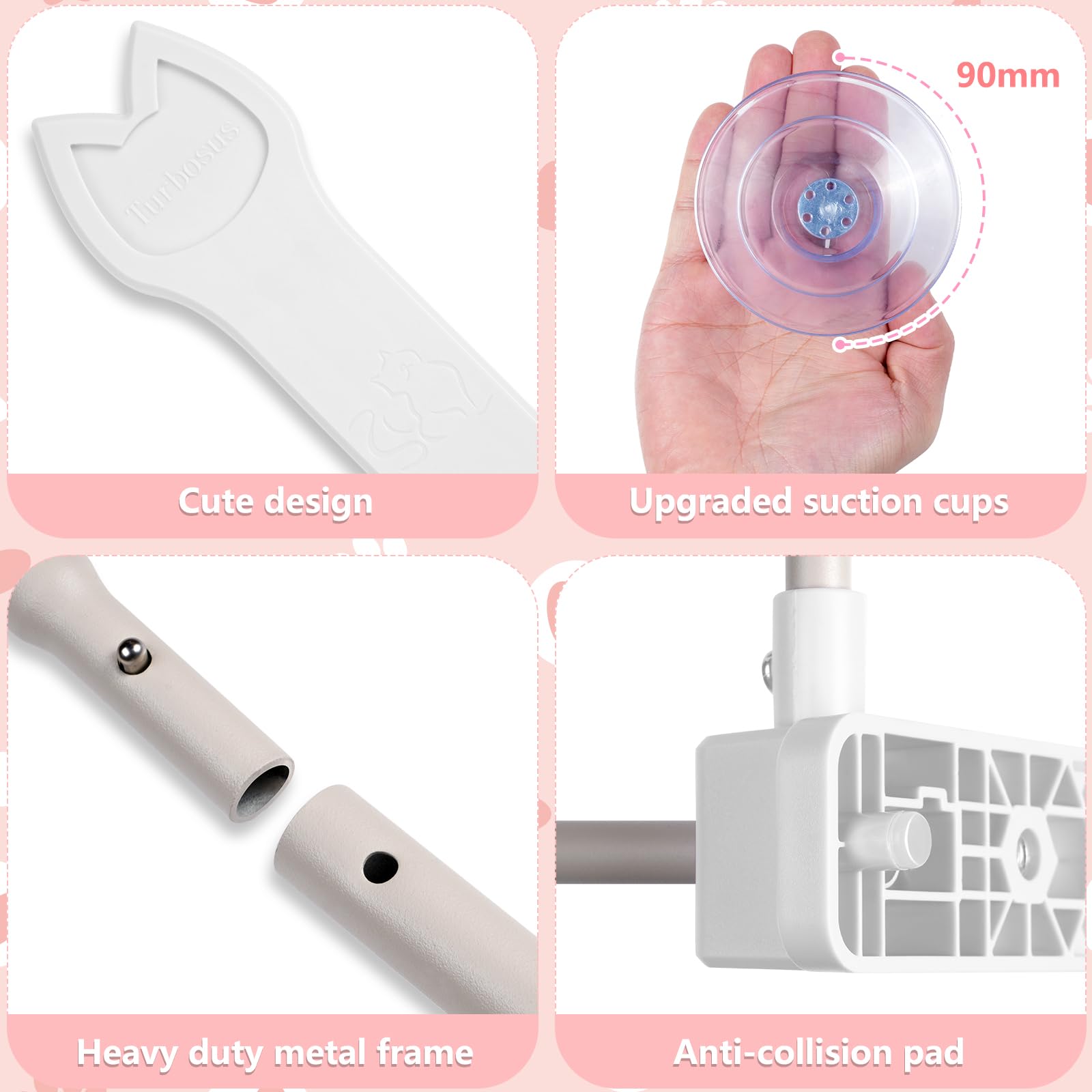 Turbosus cat window perch suction cups gripping glass for strong hold