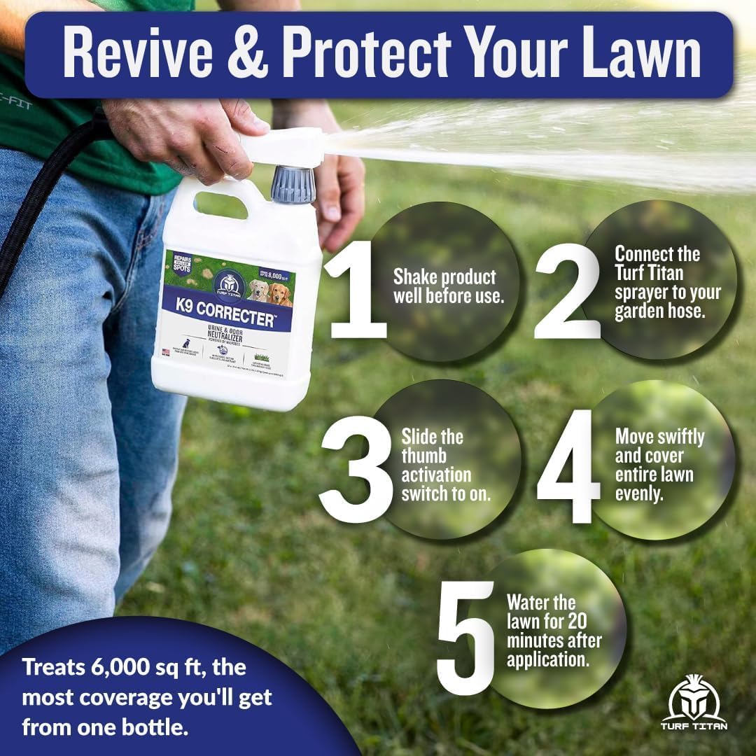 Dog-urine odor reduction with Turf Titan Correcter on turf.