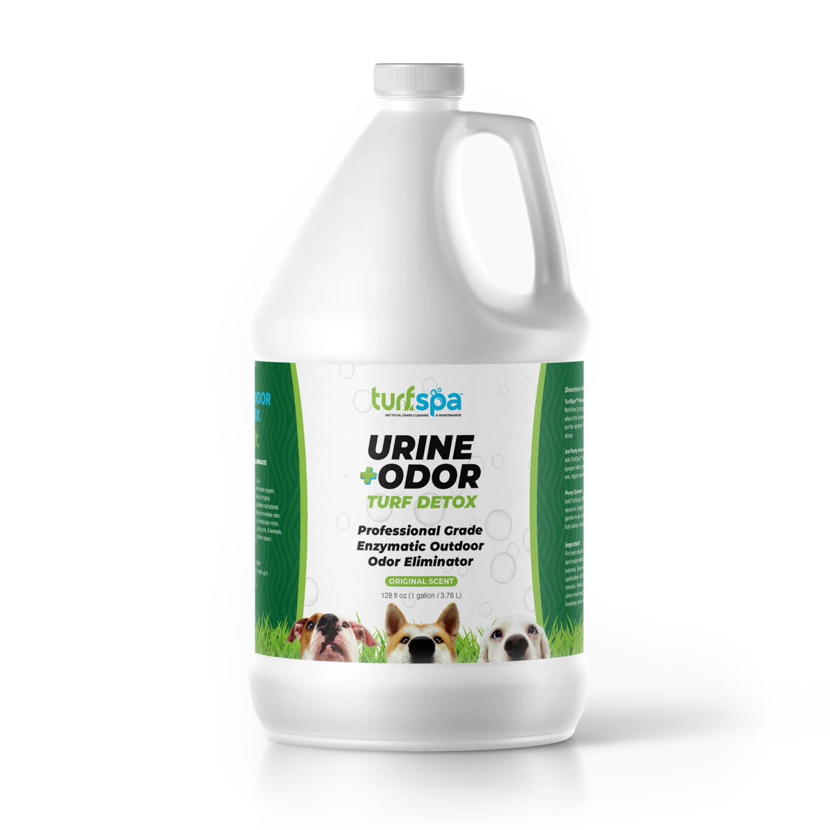 TurfSpa Detox bottle-pour demonstrates easy application for fast odor elimination on turf.