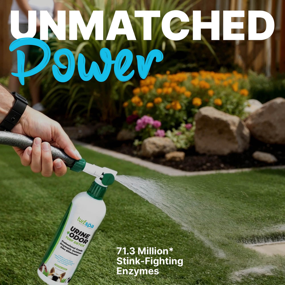 TurfSpa Detox spray-kennel shows convenient spray application for kennels with reduced odors.