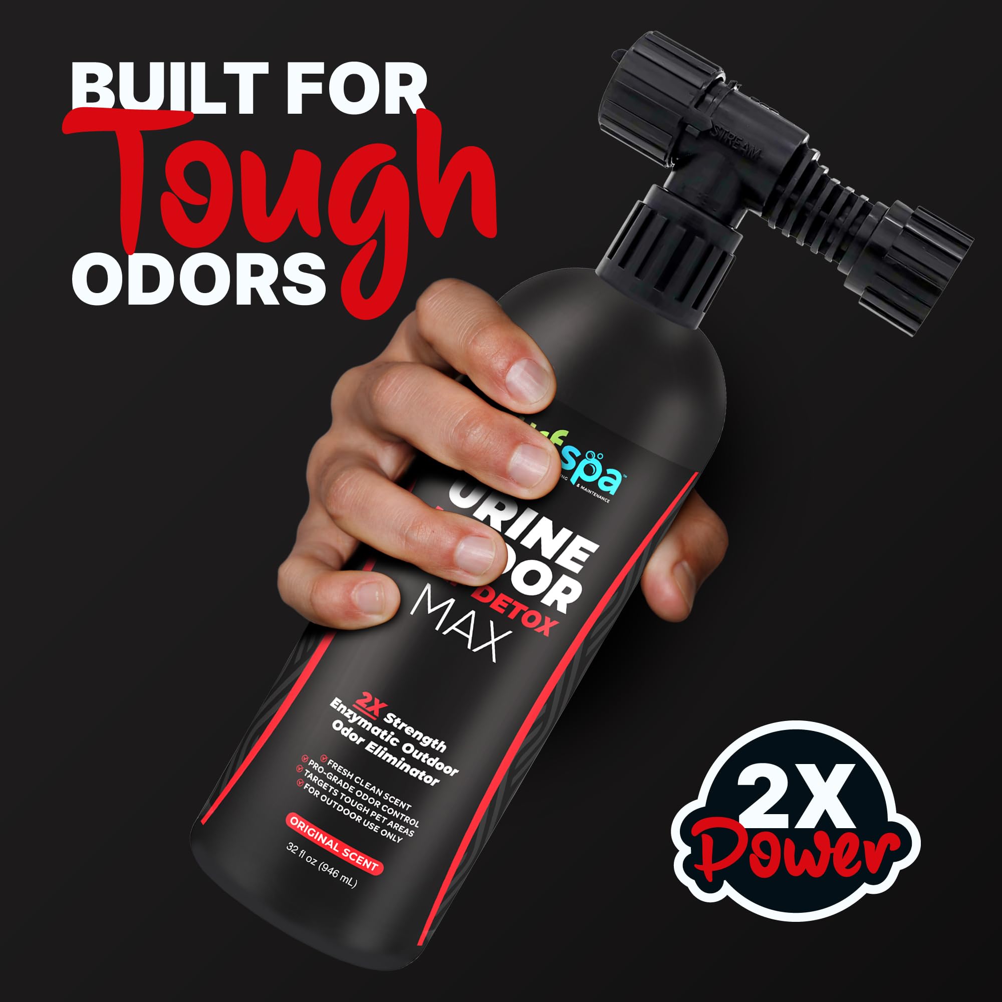 TurfSpa MAX bottle label highlights pet-safe formulation for dogs and cats.