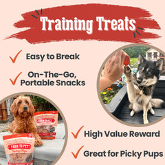 Turkey chips dog treats break apart for easy puppy training sessions.