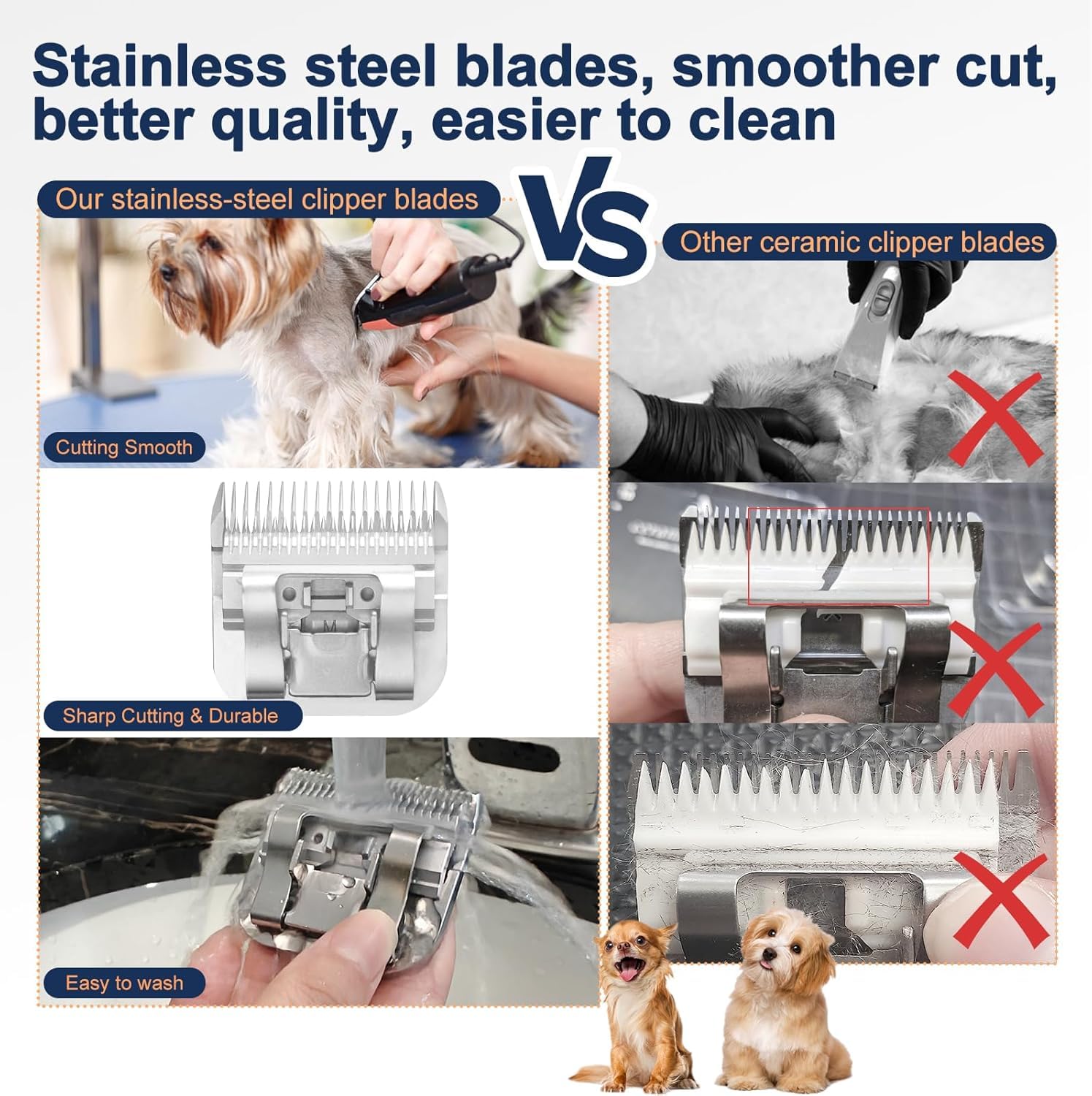 Tutuosto clipper blades compatibility with Andis Wahl Oster models for versatile grooming.