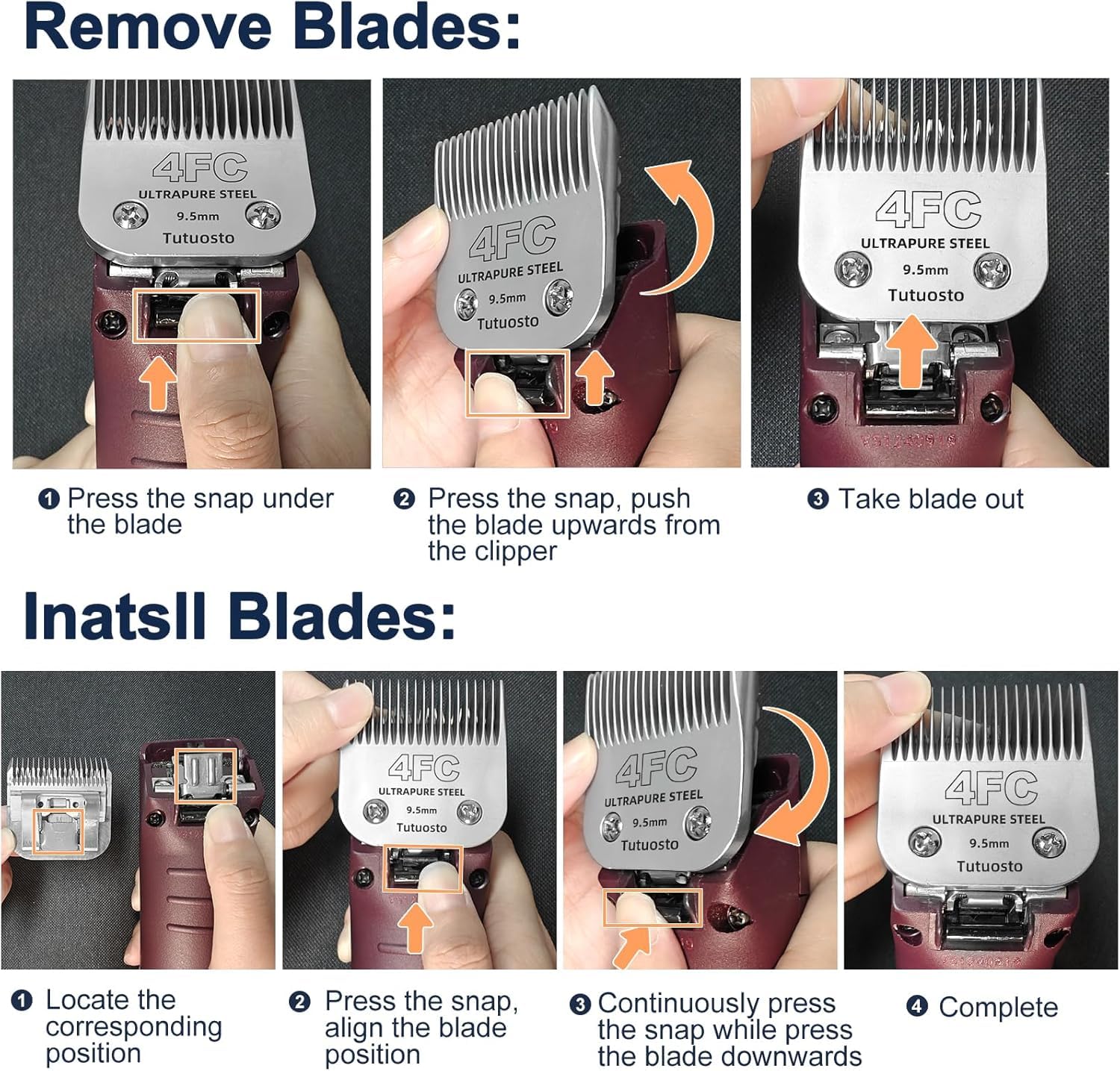 Tutuosto blades operate quieter for anxious pets during grooming.