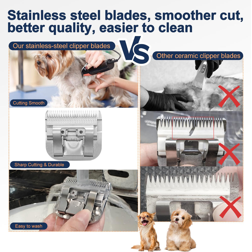 Tutuosto stainless-steel front blade with titanium coating for durability.