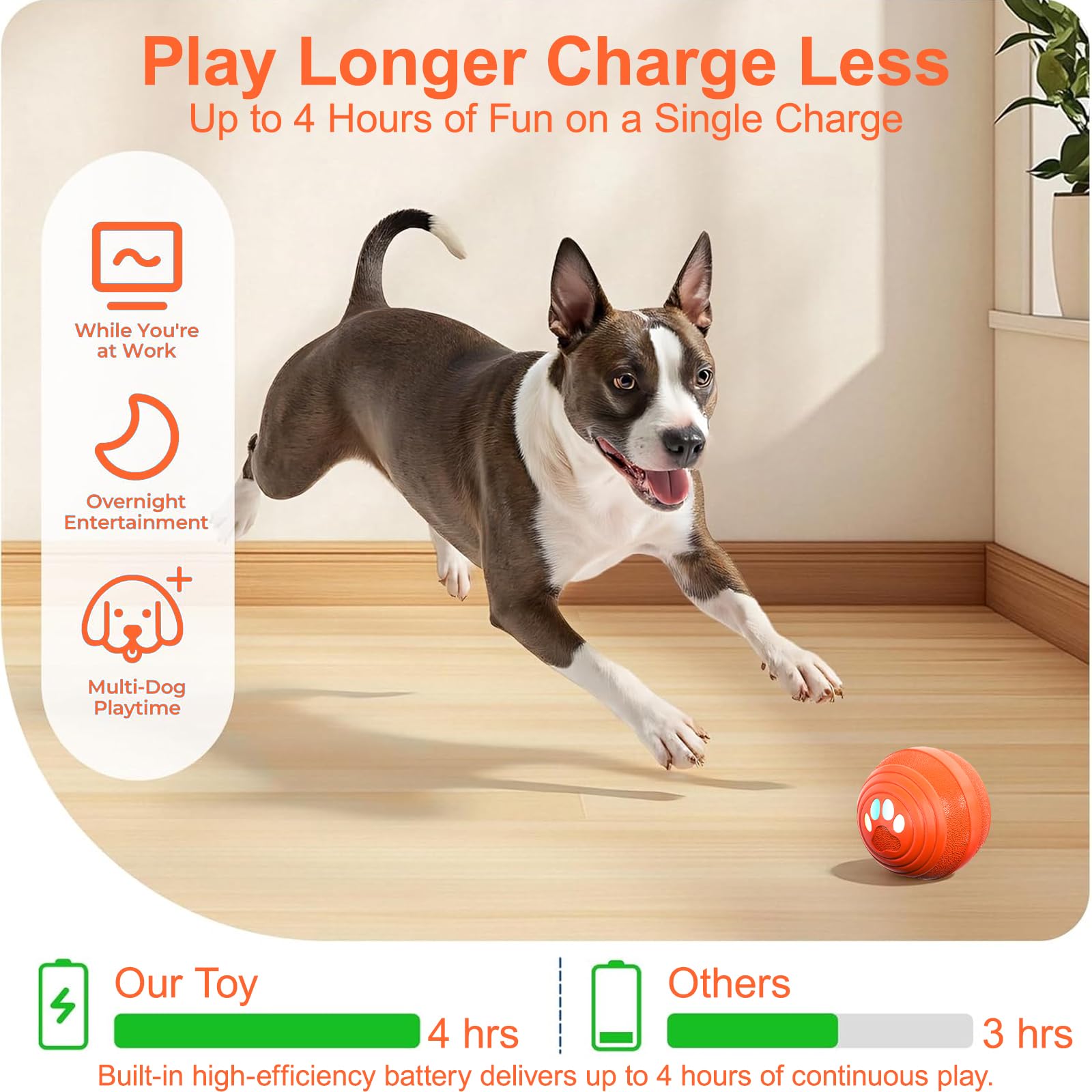 TVM Interactive Dog Ball orange waterproof shell for outdoor use