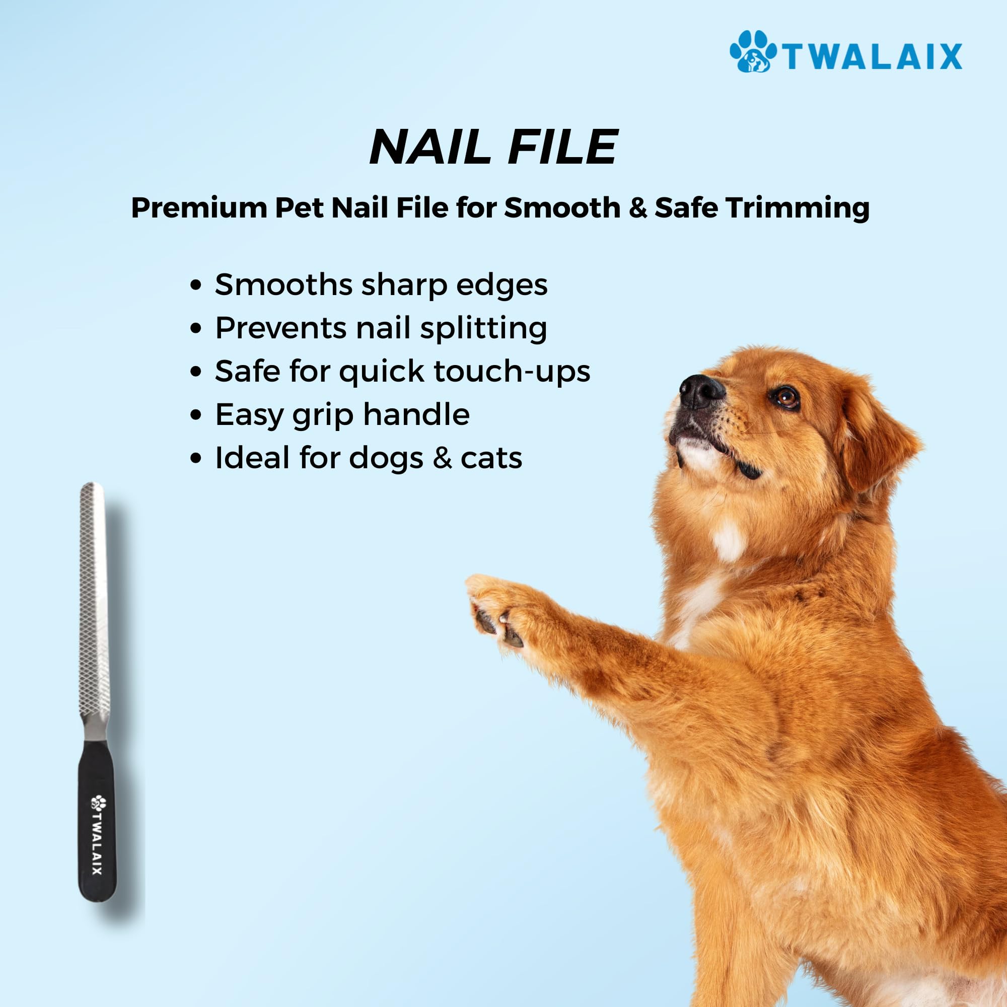 TWALAIX pin brush detangles and smooths long or short fur safely.