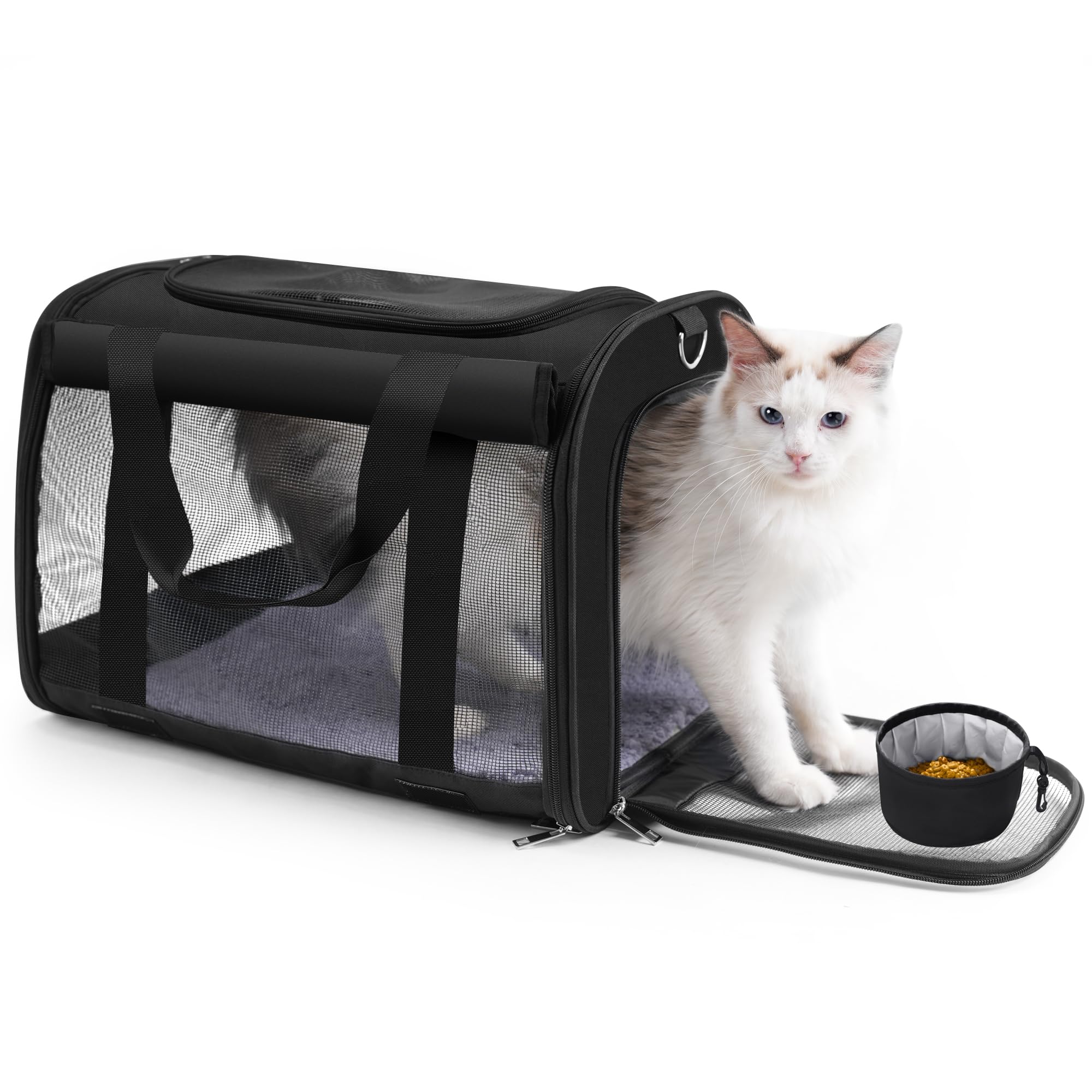 TWDEPART cat carrier backpack with roll-up shade provides private calm space during travel.