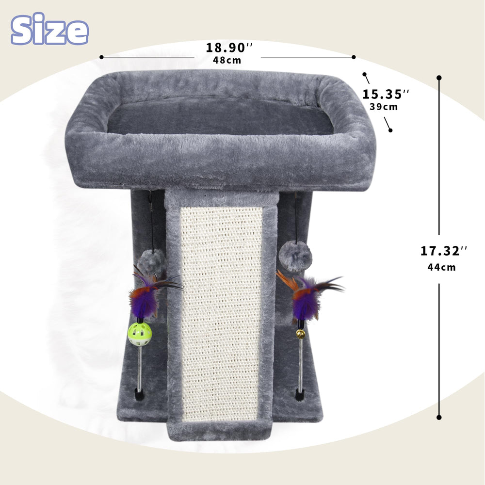 TWDEPART cat tree with hanging balls and springs for interactive entertainment.