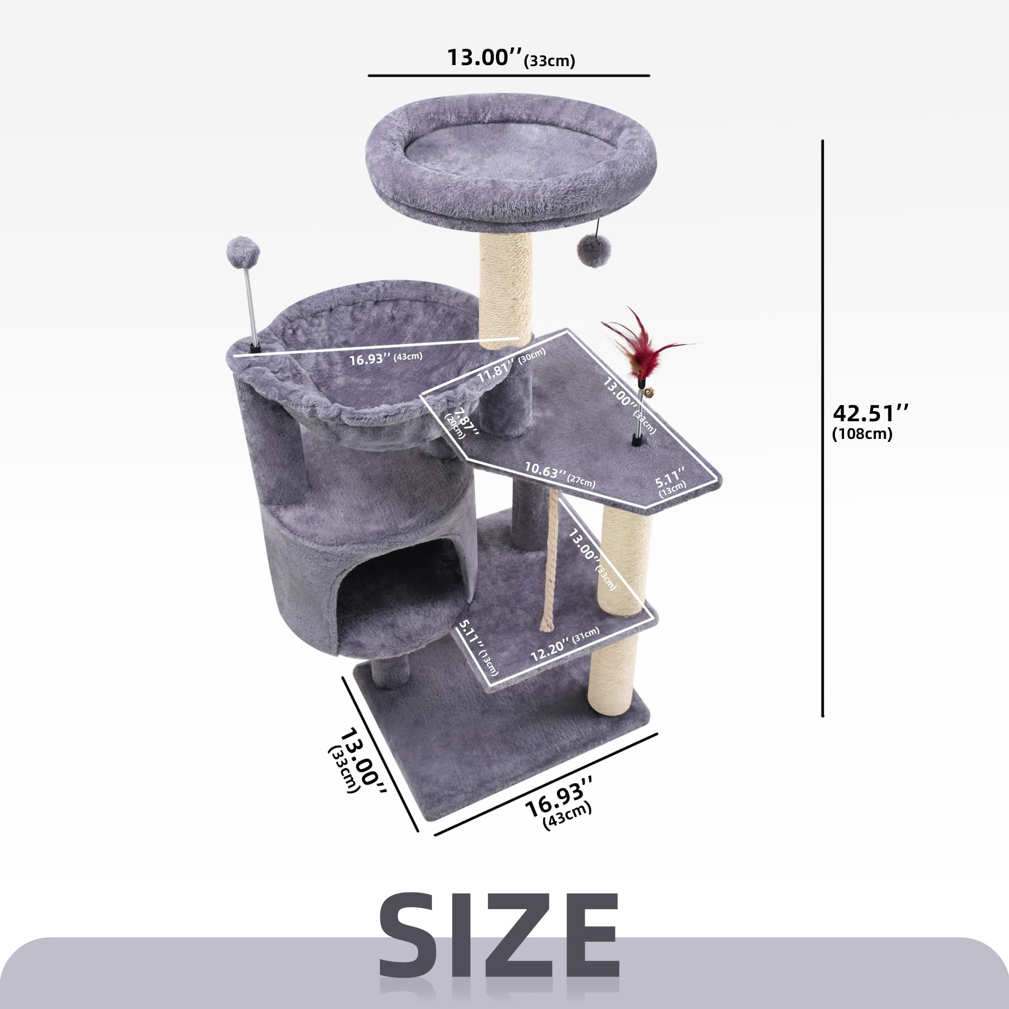 TWDEPART cat tree top perch offers an elevated view and comfy resting space.