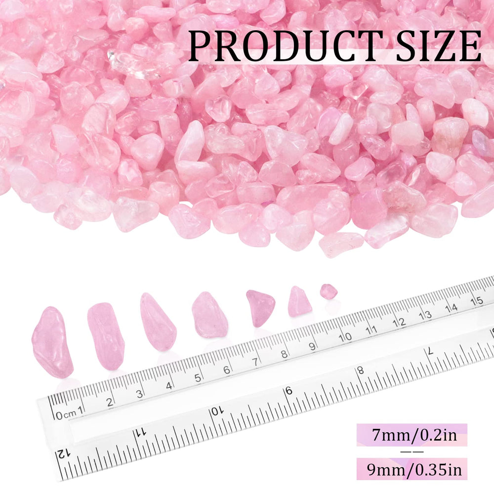 Twdrer rose pink quartz chips used to enhance a jewelry display