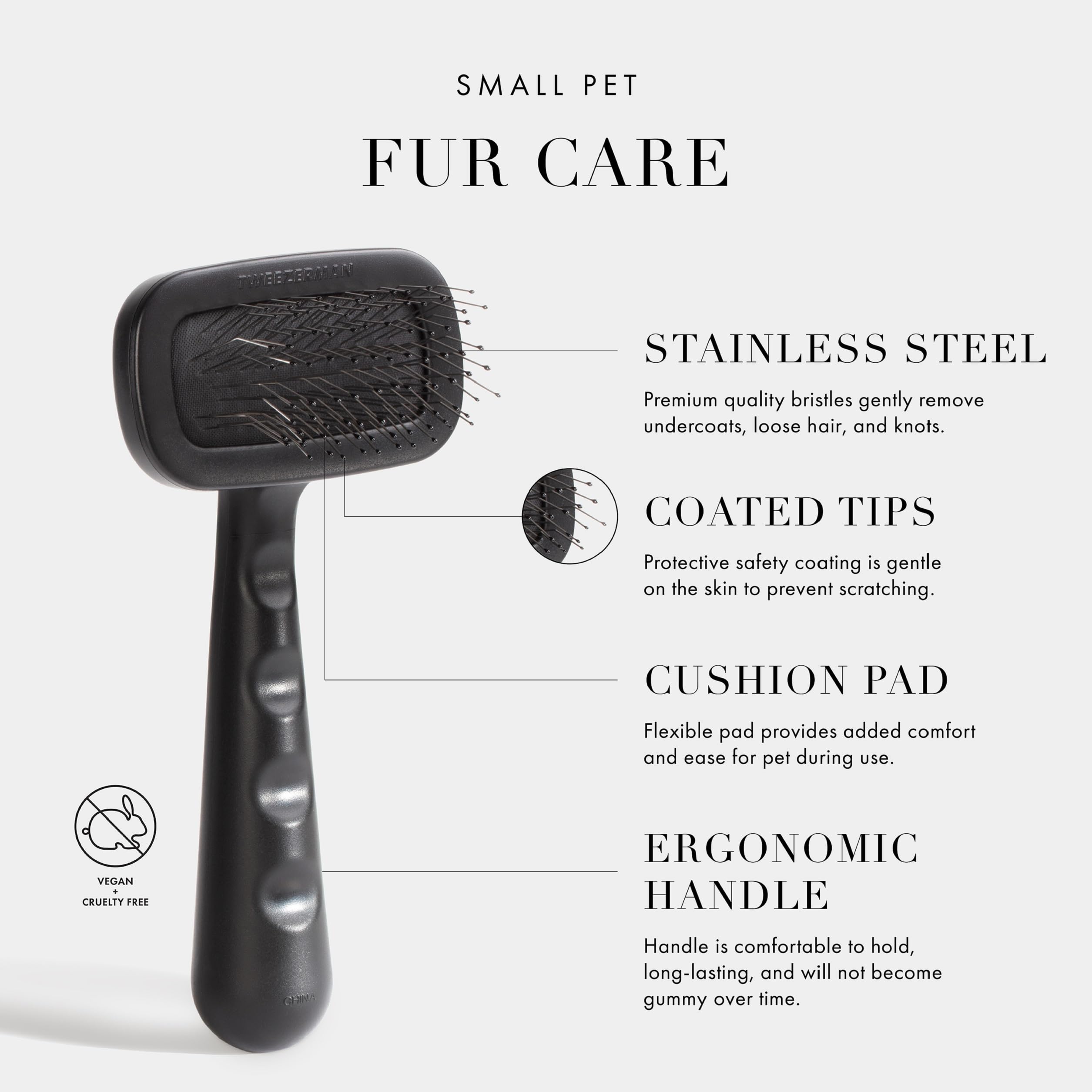 Tweezerman face/ear/paw brushing in action for larger pets