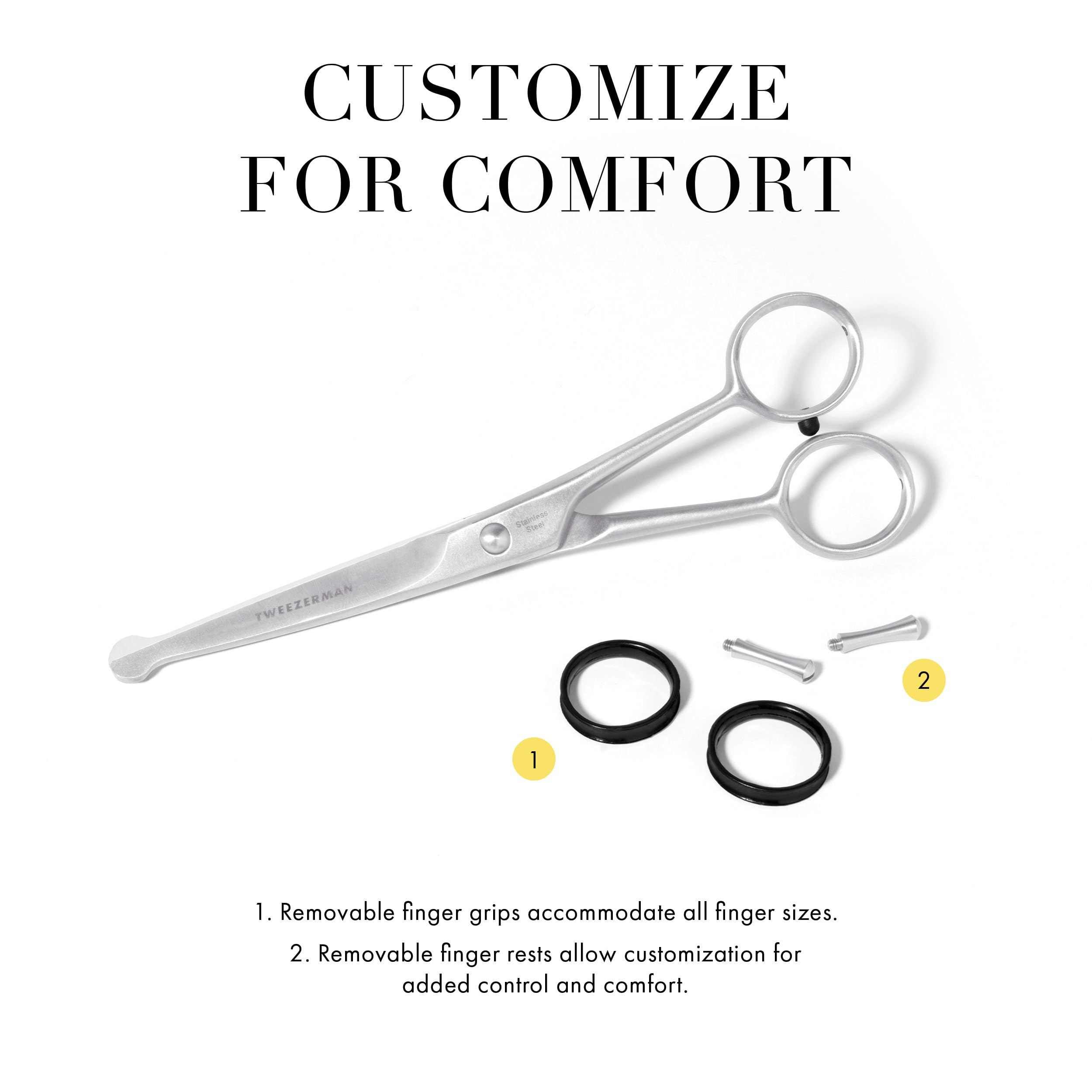 Tweezerman stainless steel blades for durable at-home grooming.