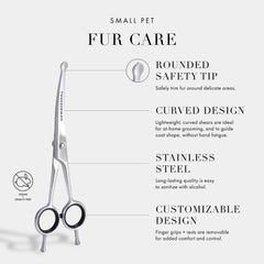 Tweezerman pet grooming scissors with removable finger rests for comfortable sessions.