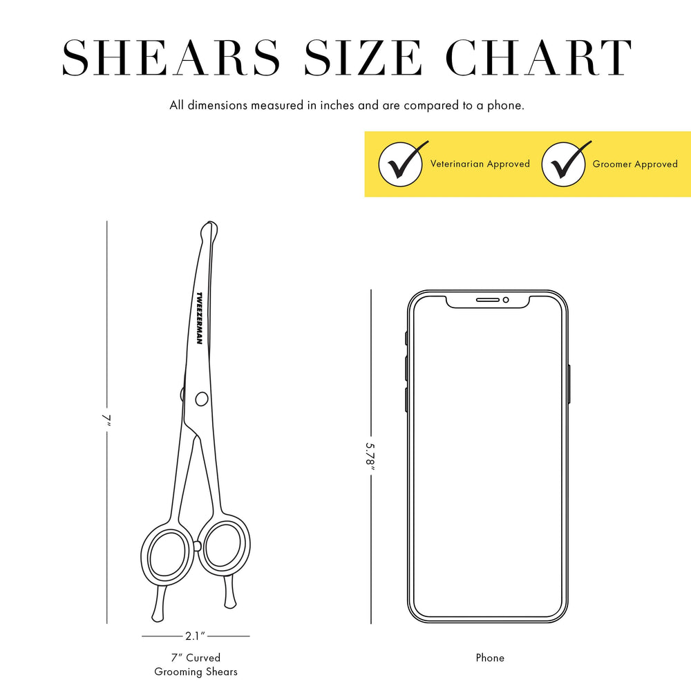 Tweezerman pet grooming scissors with rubber grips enhance control during trimming.