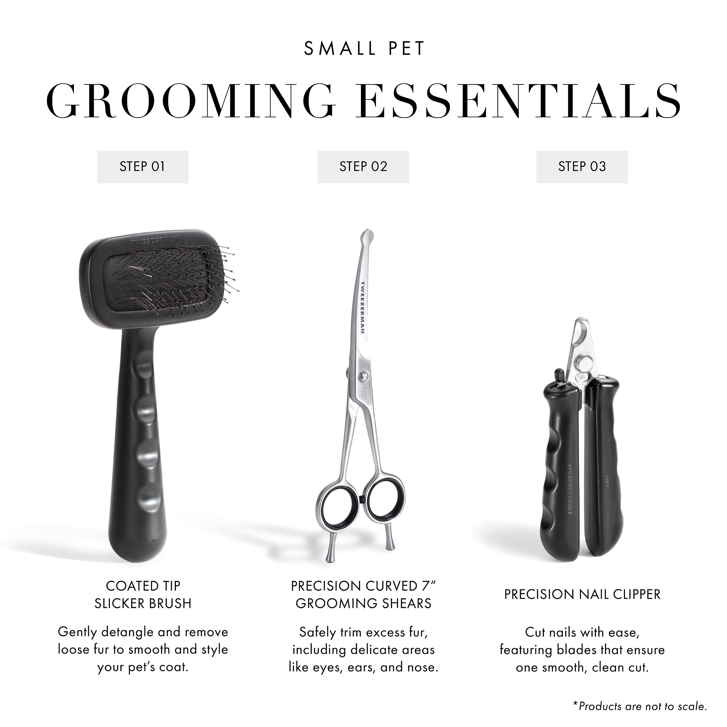 Tweezerman curved grooming scissors guide length and shape efficiently.