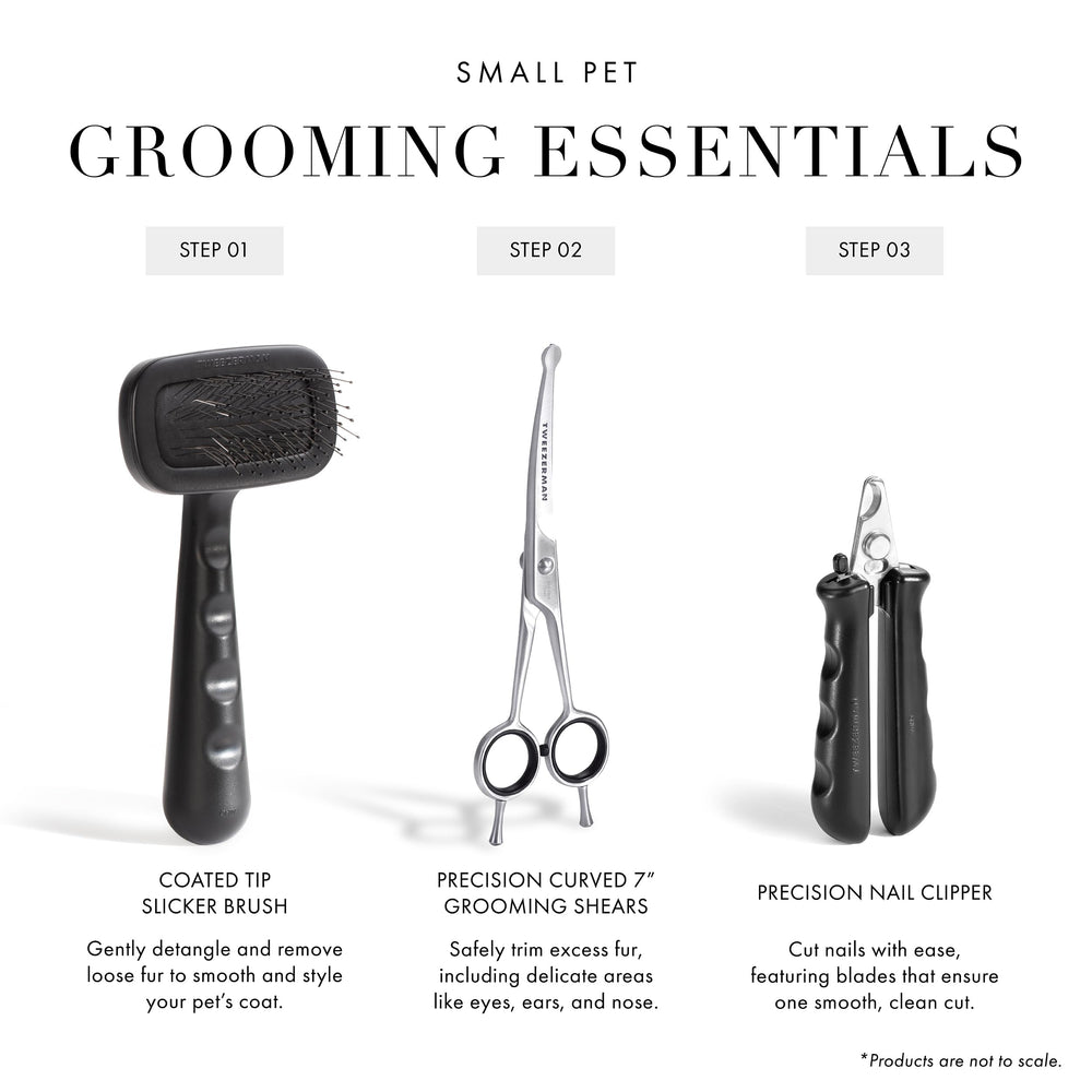 Tweezerman curved grooming scissors guide length and shape efficiently.