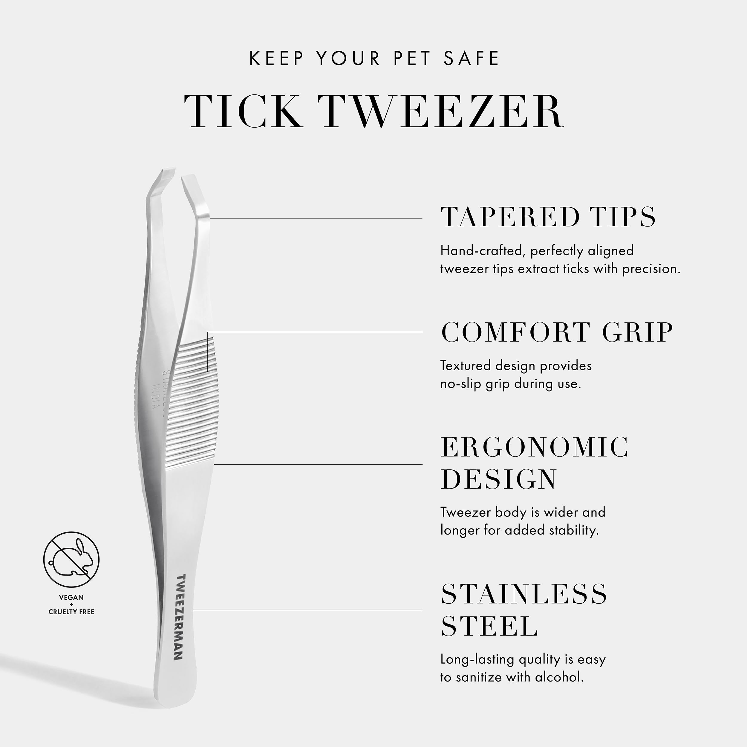 Tweezerman tool features a textured no-slip grip