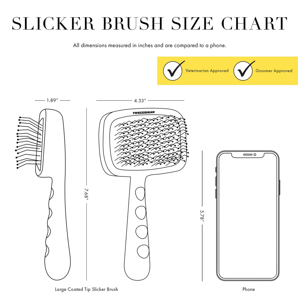 Tweezerman slicker brush helps pet owners demat efficiently and safely.