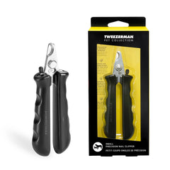 Tweezerman small nail clippers closeup; precise cuts for pets.