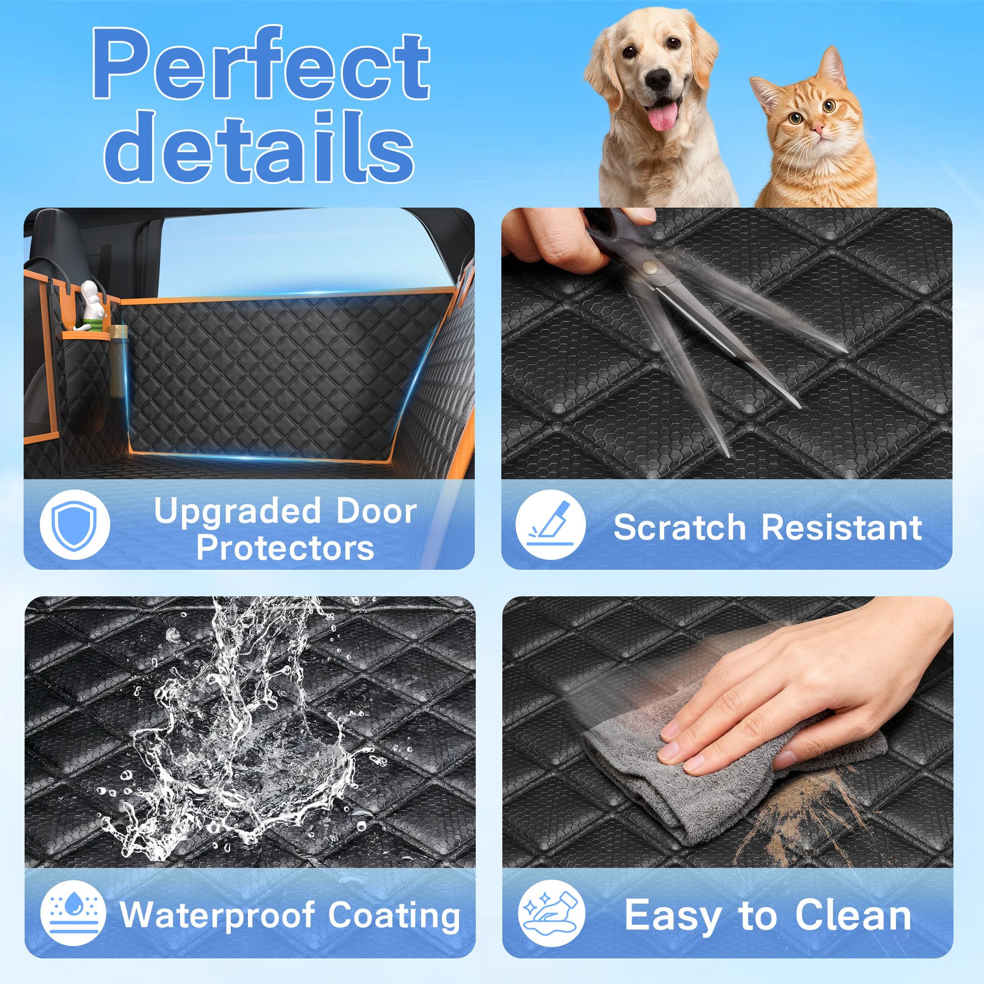 Twesync 600D oxford fabric provides durable car seat protection.