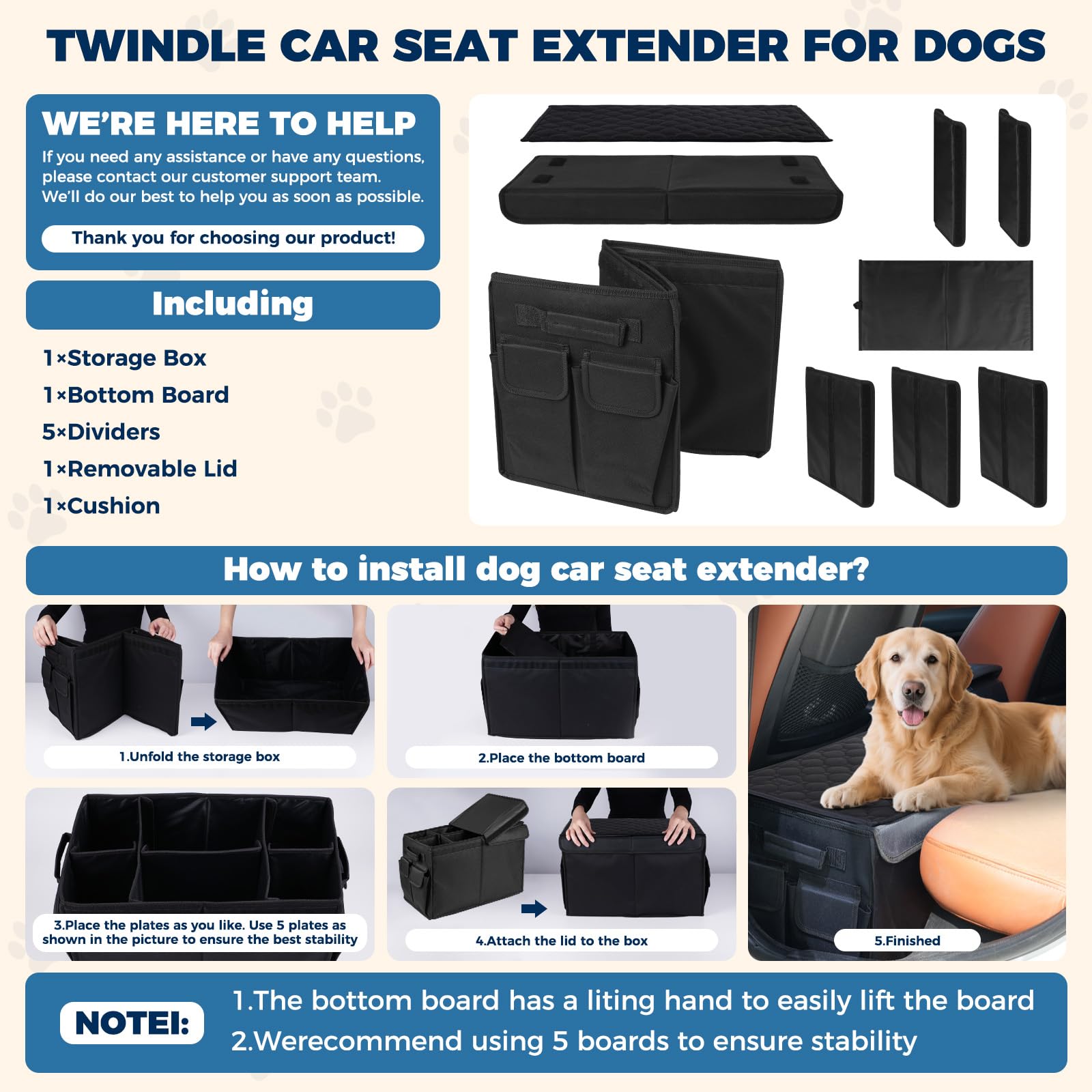 TWINDLE car organizer keeps blankets and treats within easy reach.