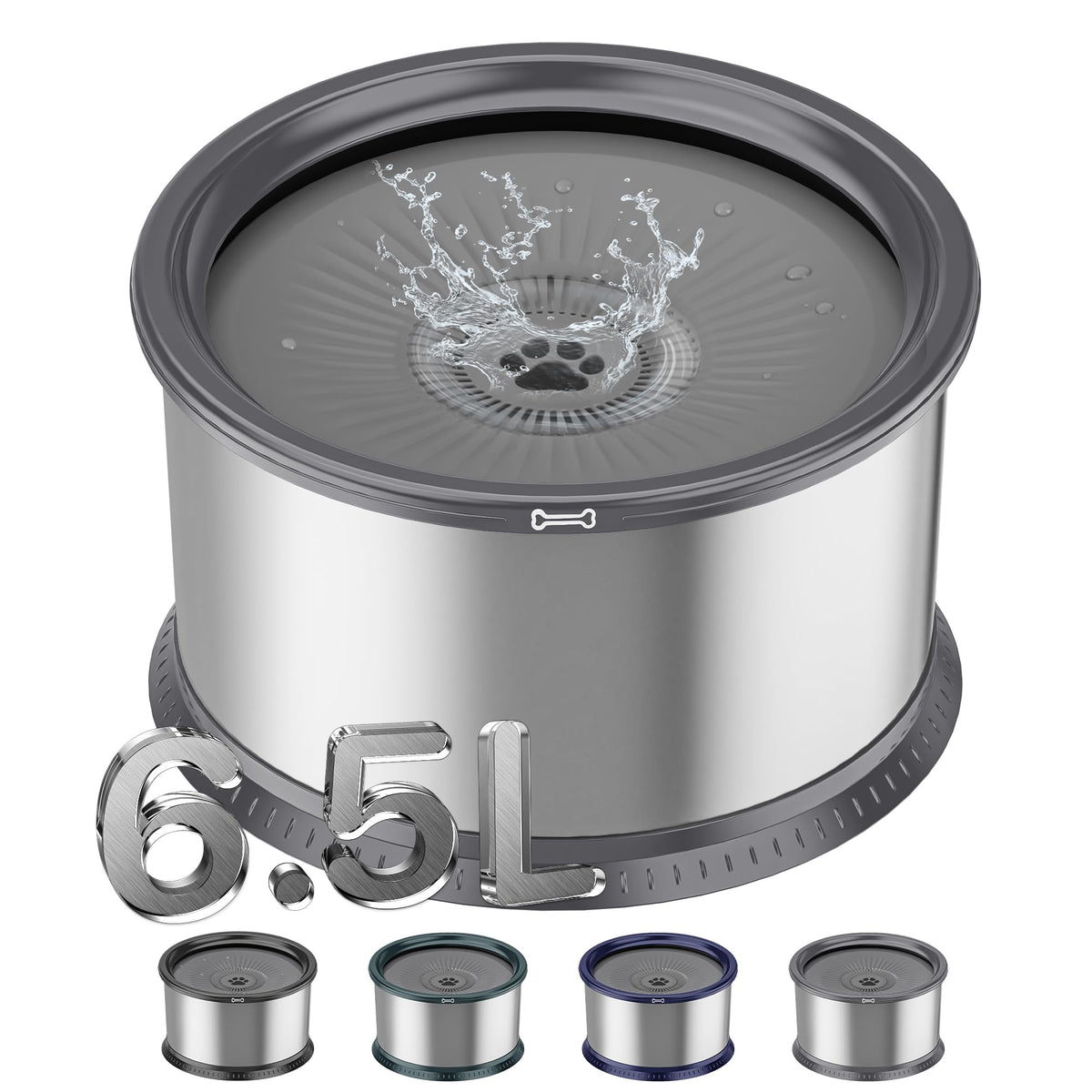Twinsing large-capacity stainless steel dog bowl with no-spill design