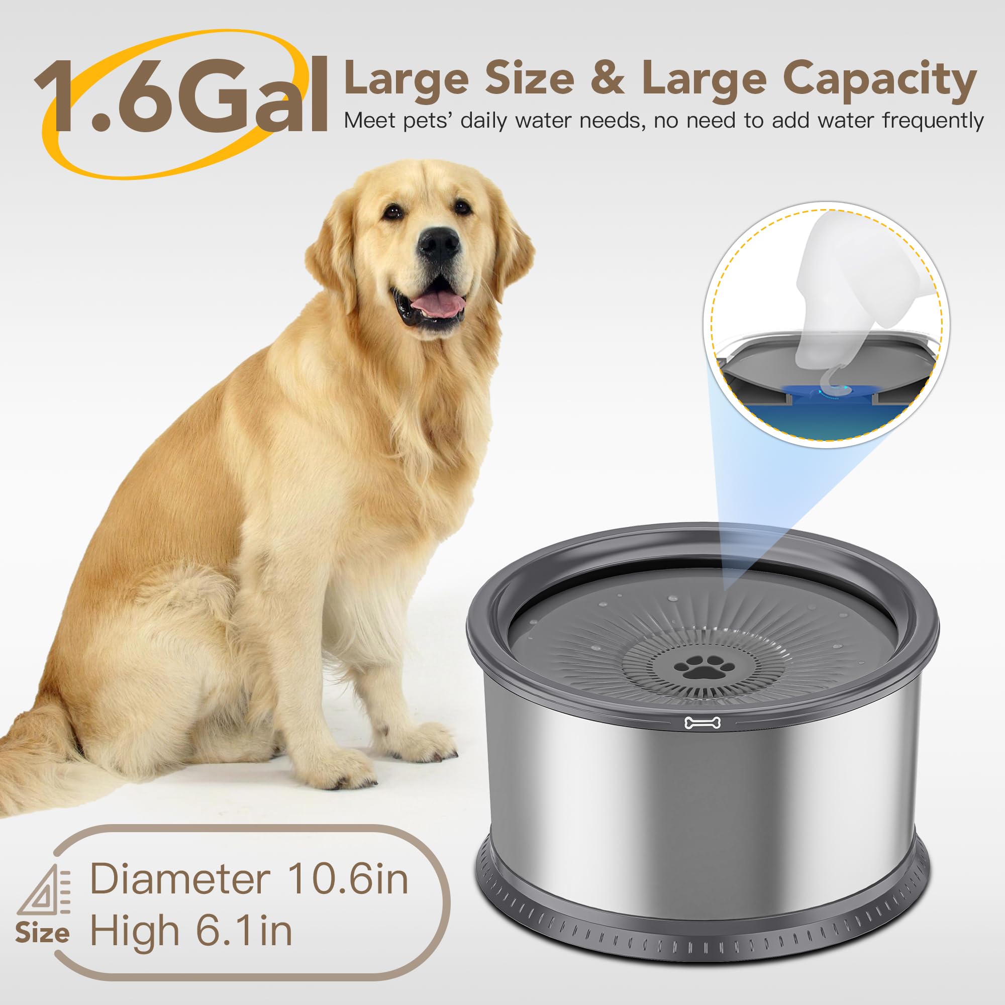 Twinsing floating disk controls drinking for large dogs