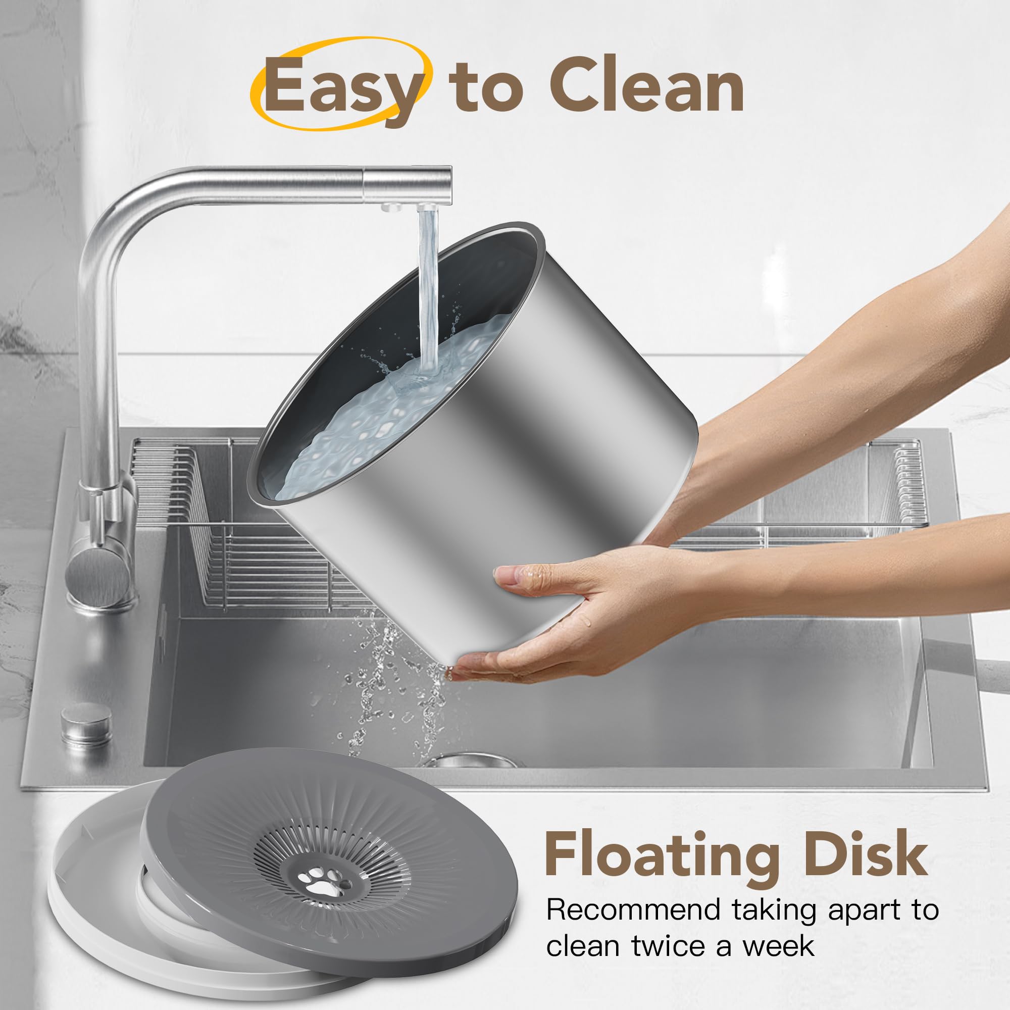 Twinsing splash-proof design reduces mess while dogs drink